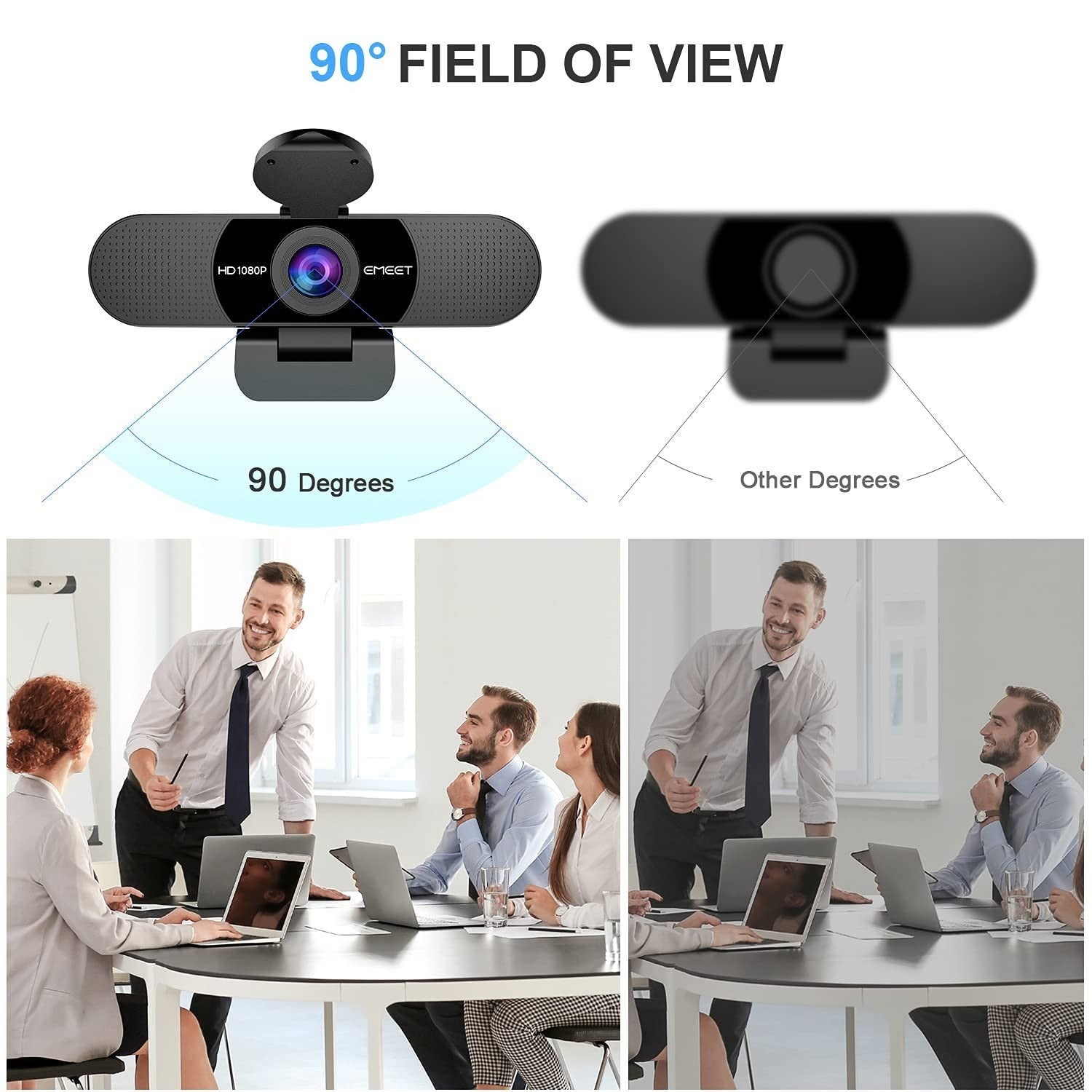 1080P Webcam with Microphone, 90°FOV USB Streaming Camera for Zoom/Teams/YouTube4