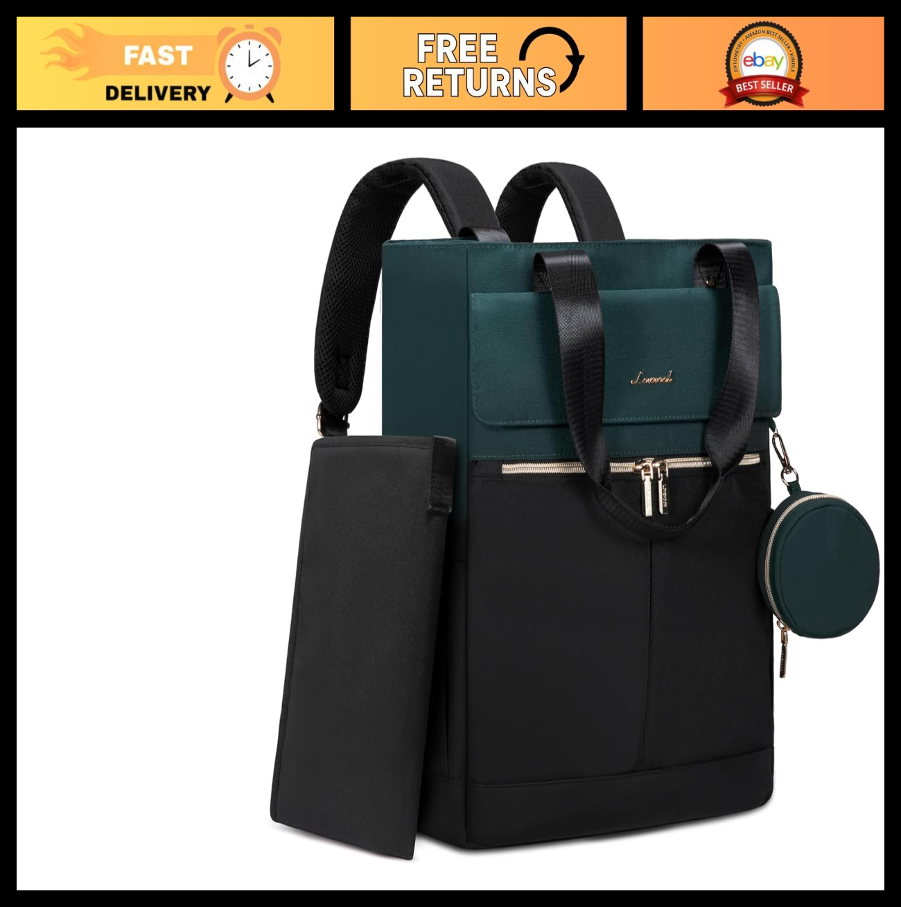 Stylish Diaper Bag Backpack & Tote with Insulated Pockets & Changing Pad0