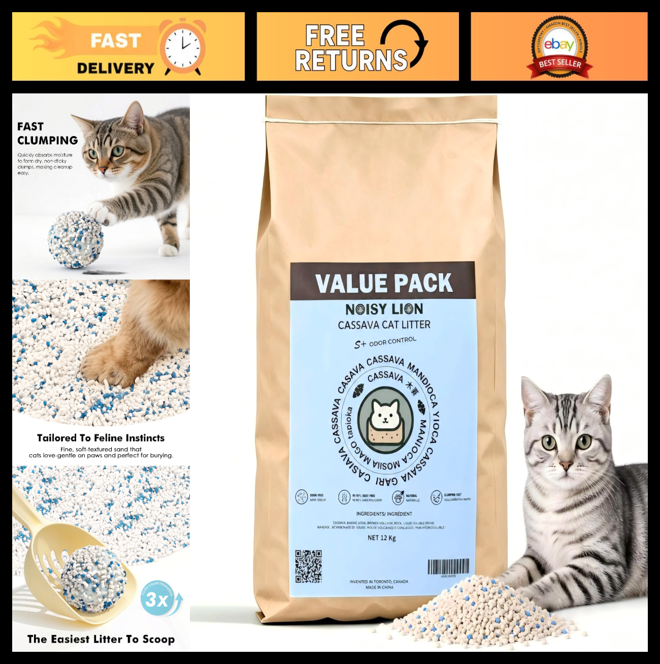 Plant-Based Cat Litter 26.4 lb - Clumping, Low Dust, Unscented, Multi-Cat, Odor0
