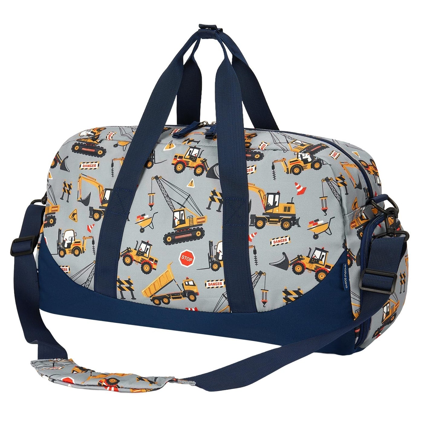 Kids Construction Duffle Bag - Large Overnight Travel Bag with Shoe Compartment,1