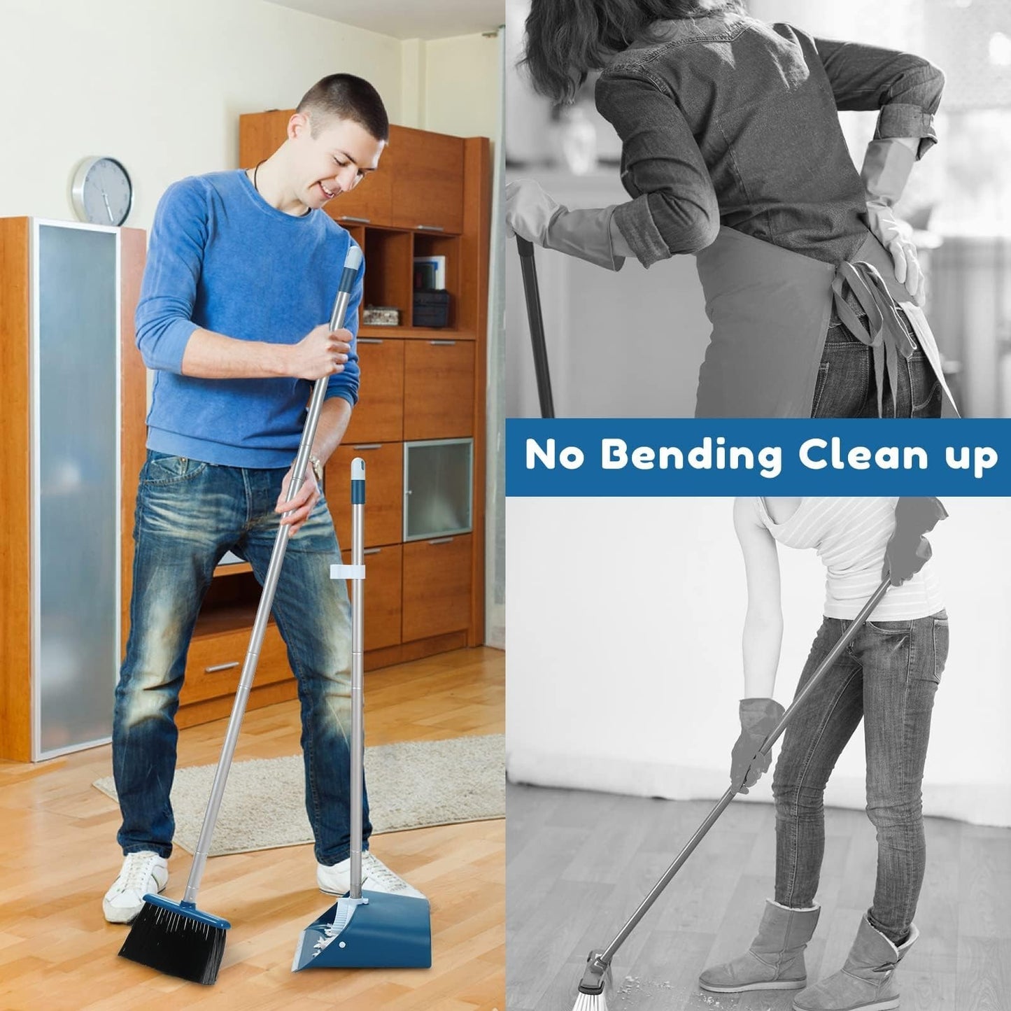 Extendable 52" Broom and Dustpan Set for Home Cleaning, Kitchen & Office Floors6