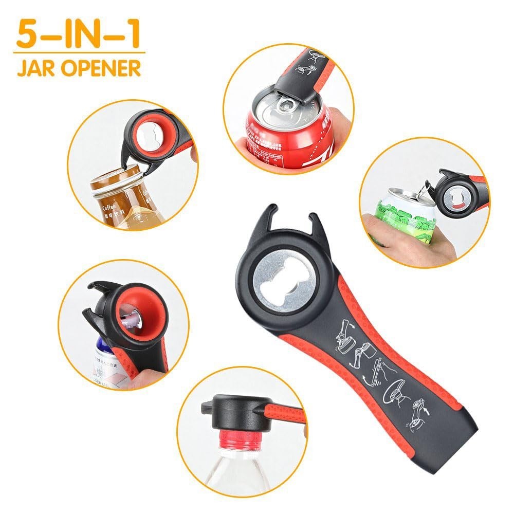 5 in 1 Jar Opener for Seniors & Arthritis   Adjustable Lid & Bottle Opener, Non 5