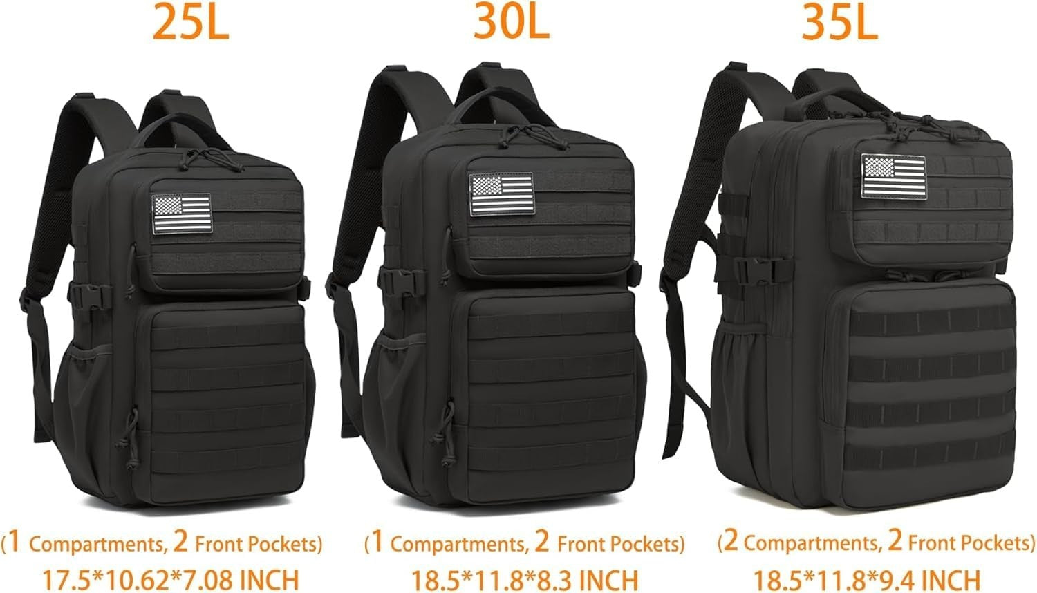 Waterproof Military Tactical Backpack   3 Day Assault Pack, Molle Daypack with W7