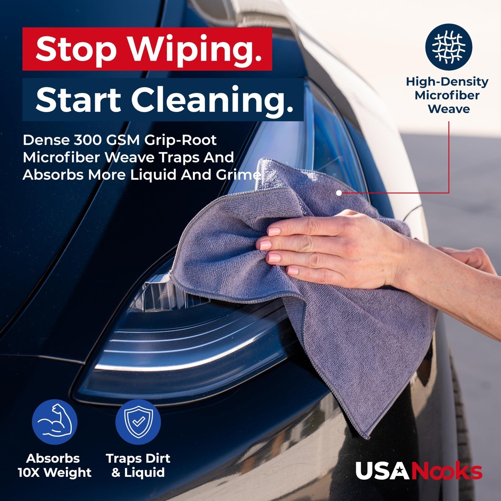 12 Pack Microfiber Cleaning Cloths 12.5"x12.5"   Ultra Absorbent, Streak Free, 15