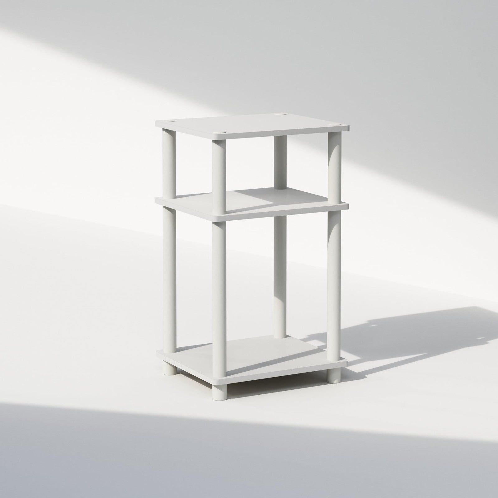3-Tier Open Storage Nightstand, Modern White Design, Easy Assembly, Versatile Us10