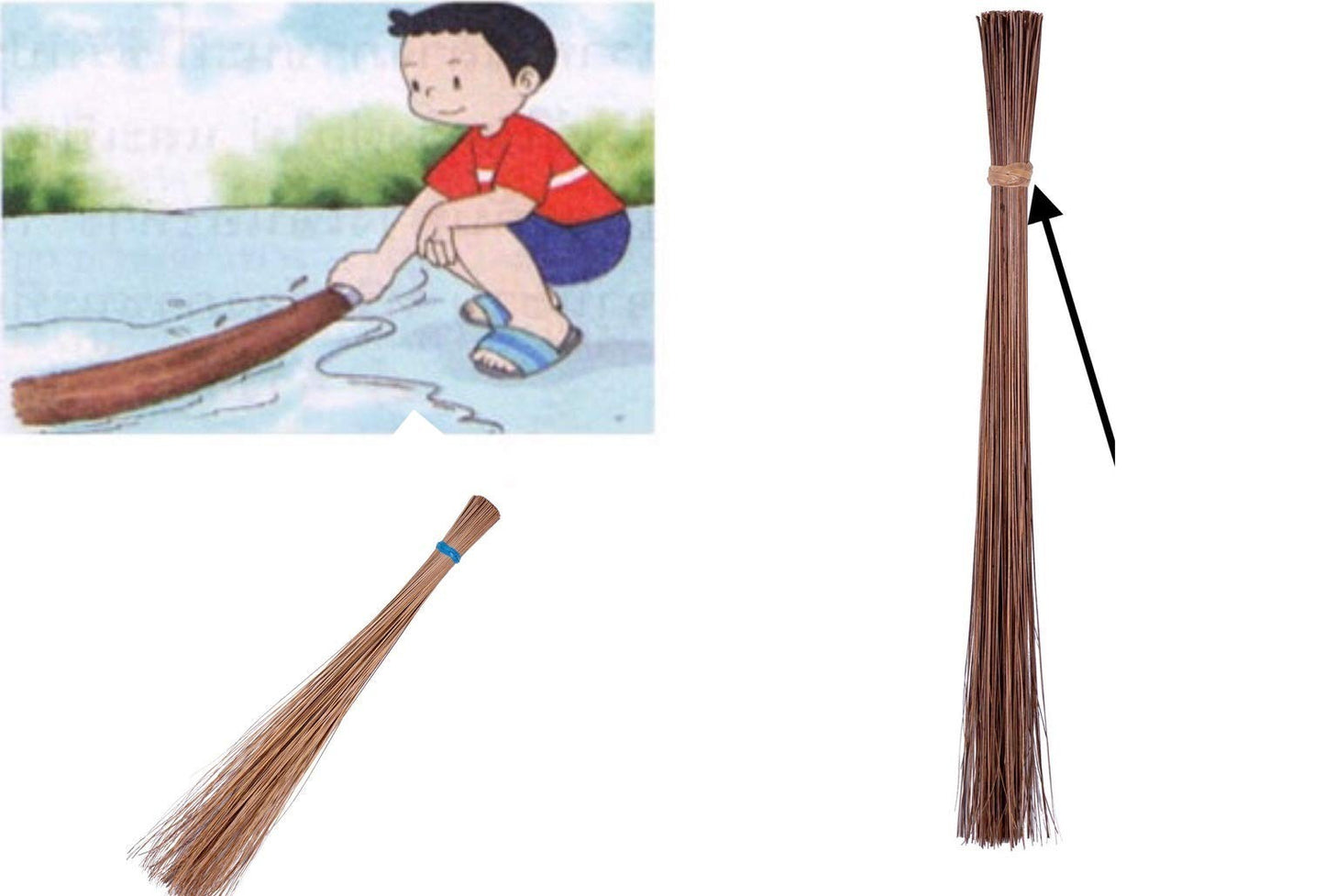 Natural Coconut Stick Broom - 32" Outdoor Sweeper with Rope Handle for Yard & Ga5