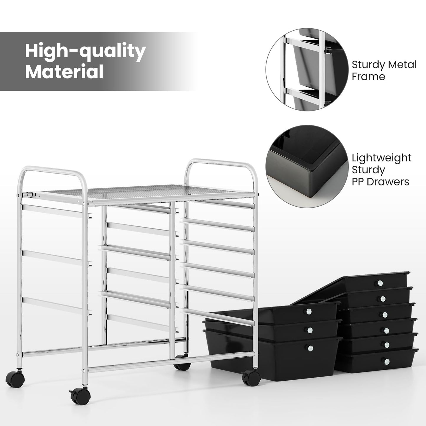 9 Drawer Rolling Storage Cart with Wheels   Under Desk Organizer for Craft, Art,5