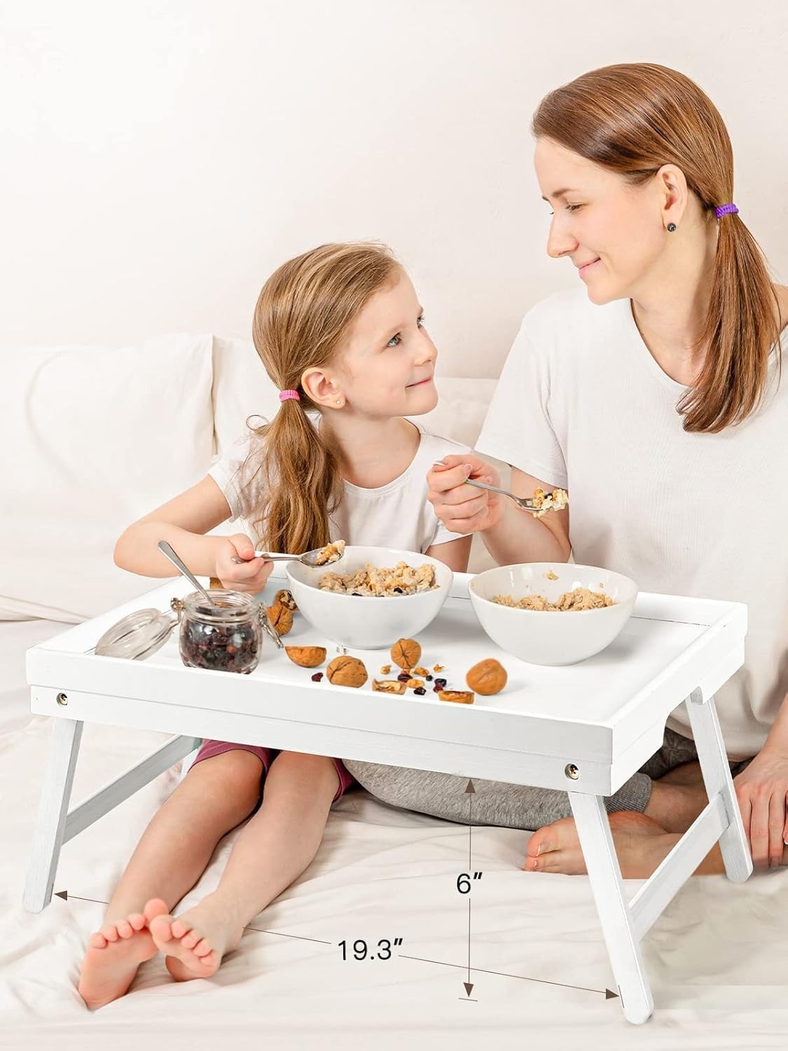 Folding Bamboo Bed Tray Table for Breakfast, Snacks, Laptop Use - Versatile & St2