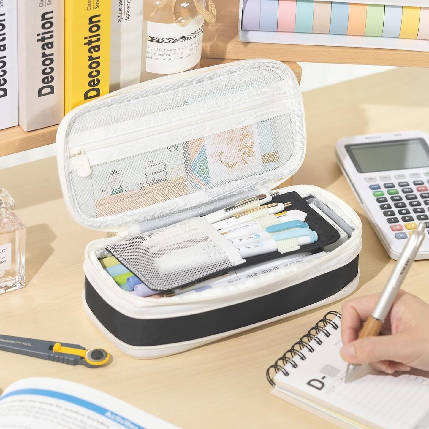 Large Capacity Pencil Case   Stylish Pen Pouch for School & Office Supplies   Bl2