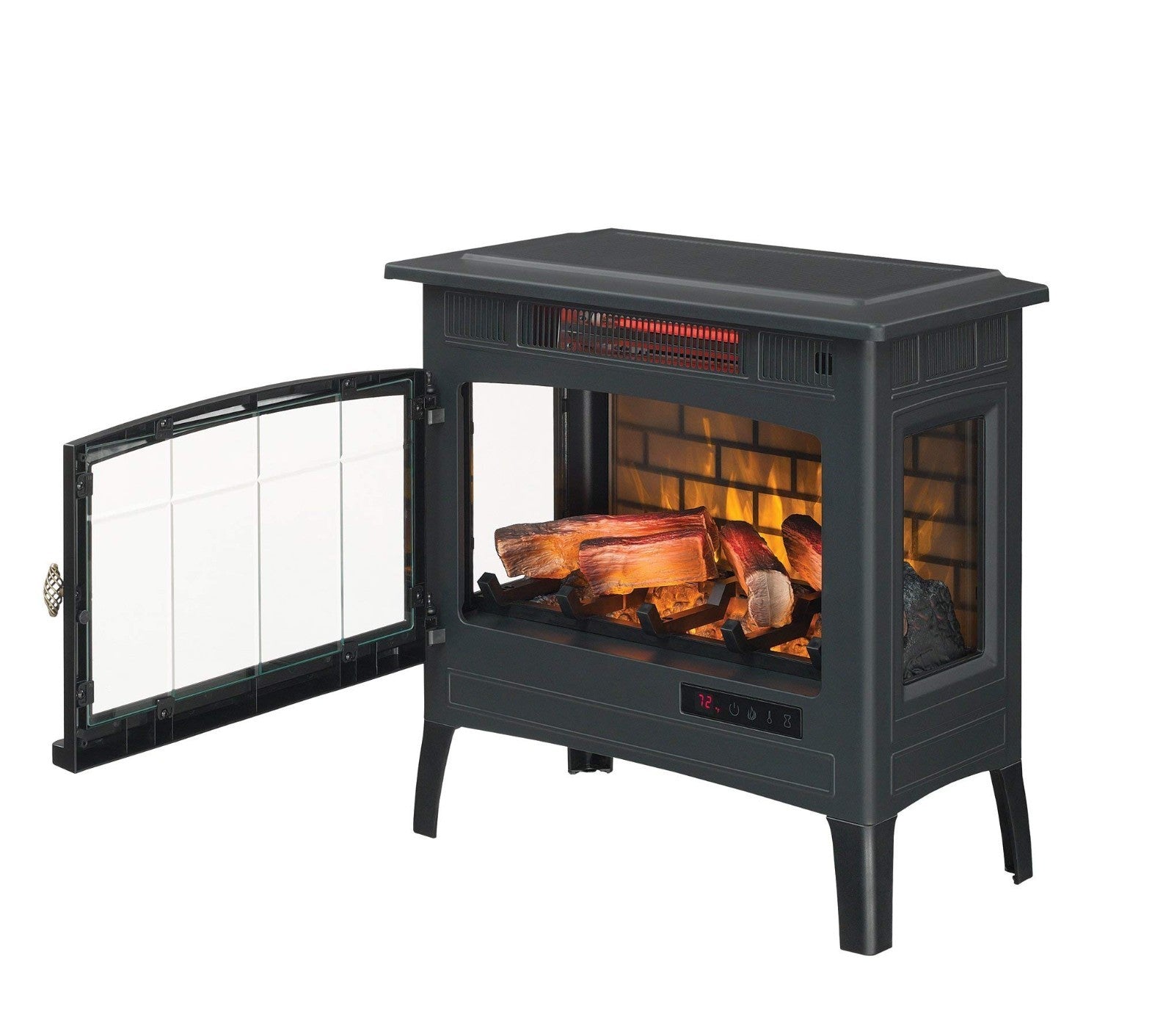 Freestanding Electric Fireplace Stove Heater with 3D Flame Effect, 1,000 Sq. Ft.3
