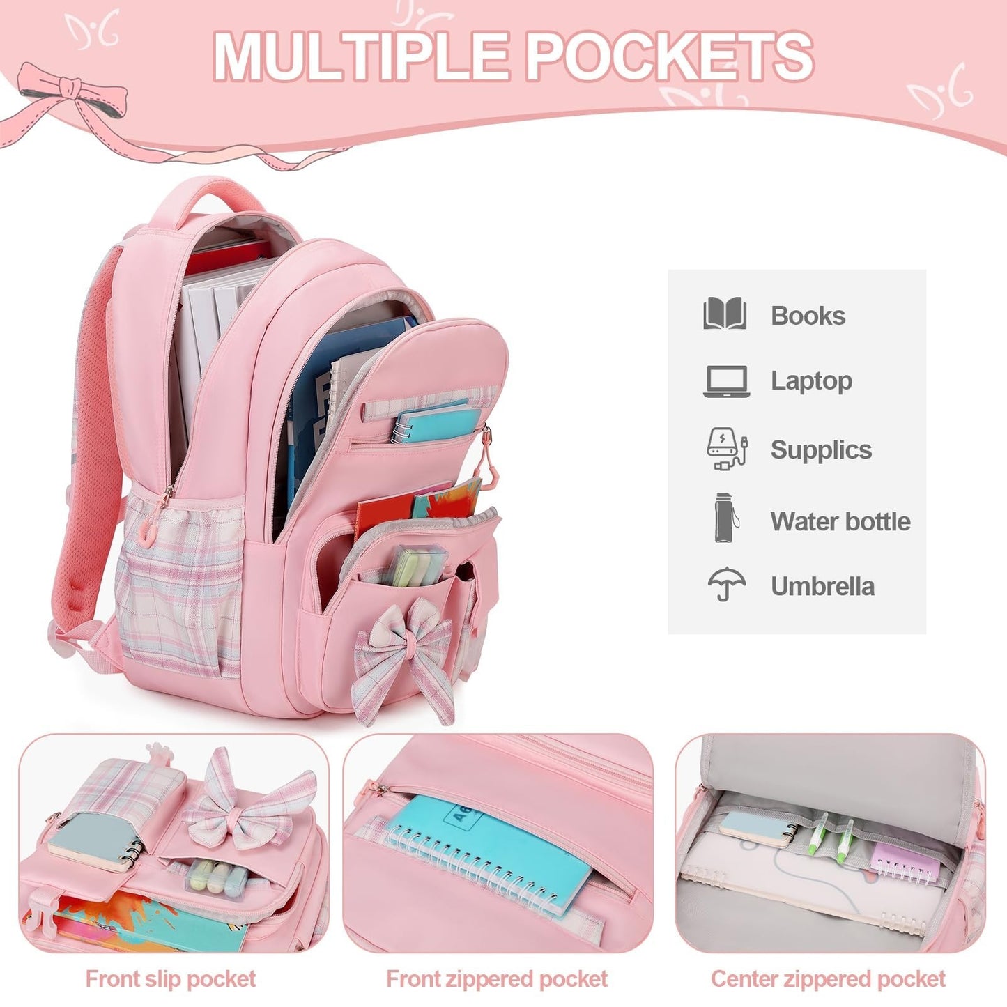 Cute Girls Backpack Set with Lunch Bag & Pencil Case   Stylish School Bag for Ki3