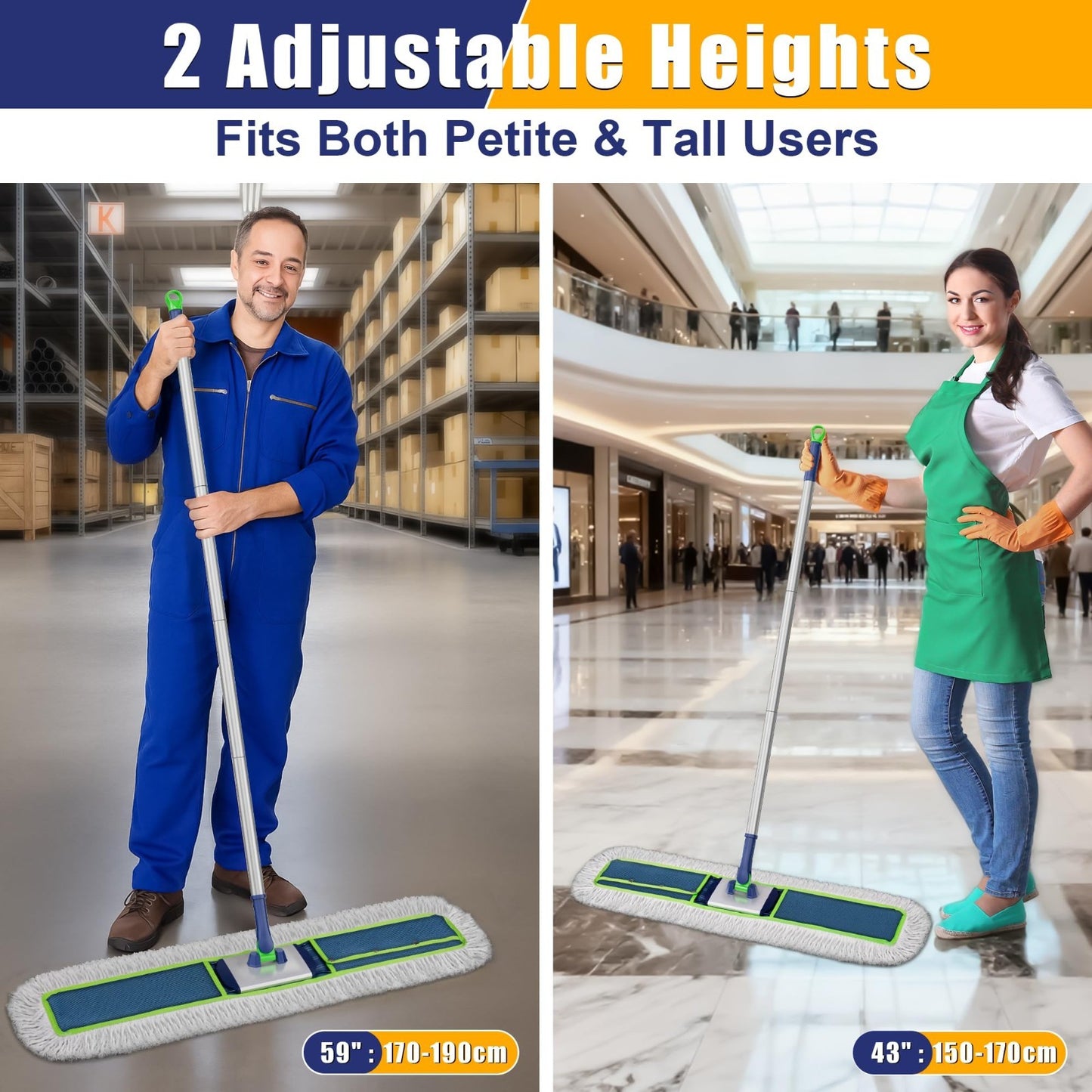 41" Large Commercial Dust Mop Push Broom - Heavy Duty Janitorial Sweeper Tool6