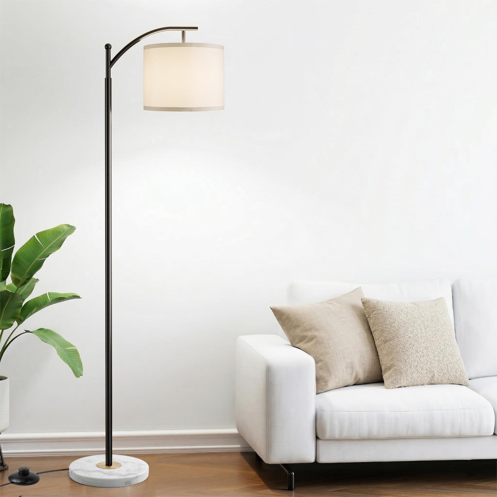 Modern Floor Lamp with Marble Base, Adjustable Linen Shade & 3 Color Temperature5