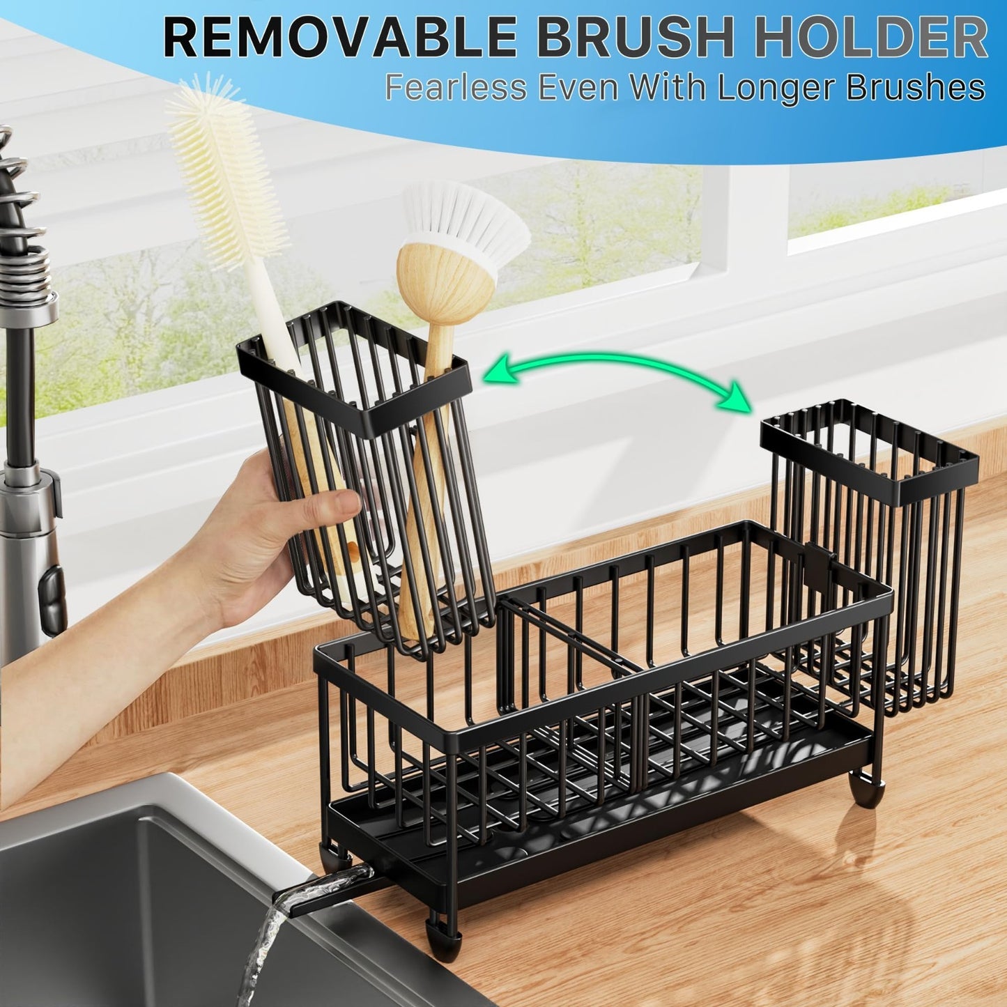 Kitchen Sink Organizer Caddy, Rustproof 304 Stainless Steel Sponge Holder, Count2