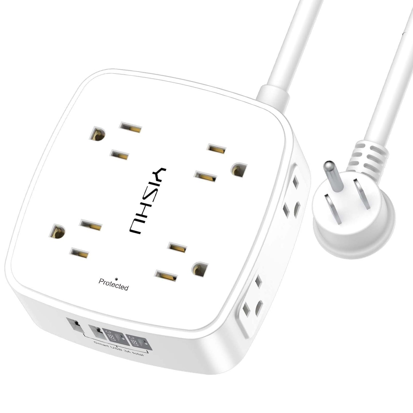 8 Outlet Surge Protector Power Strip with 4 USB Ports, 3ft Extension Cord, Wall1