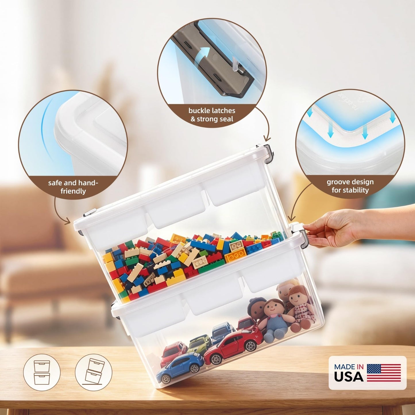Clear Craft Organizer 17QT Storage Box with Removable Tray   Ideal for Crafts &4