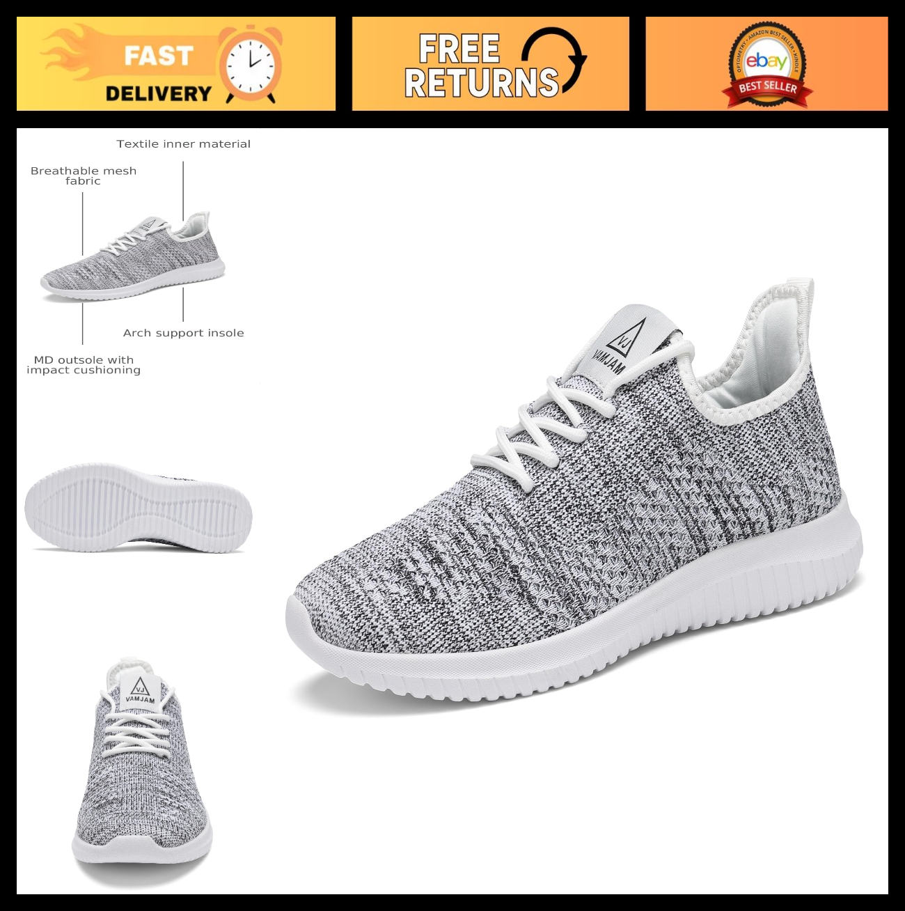 Ultra Lightweight Men's Running Shoes, Breathable Non-Slip Athletic Sneakers, Ca0