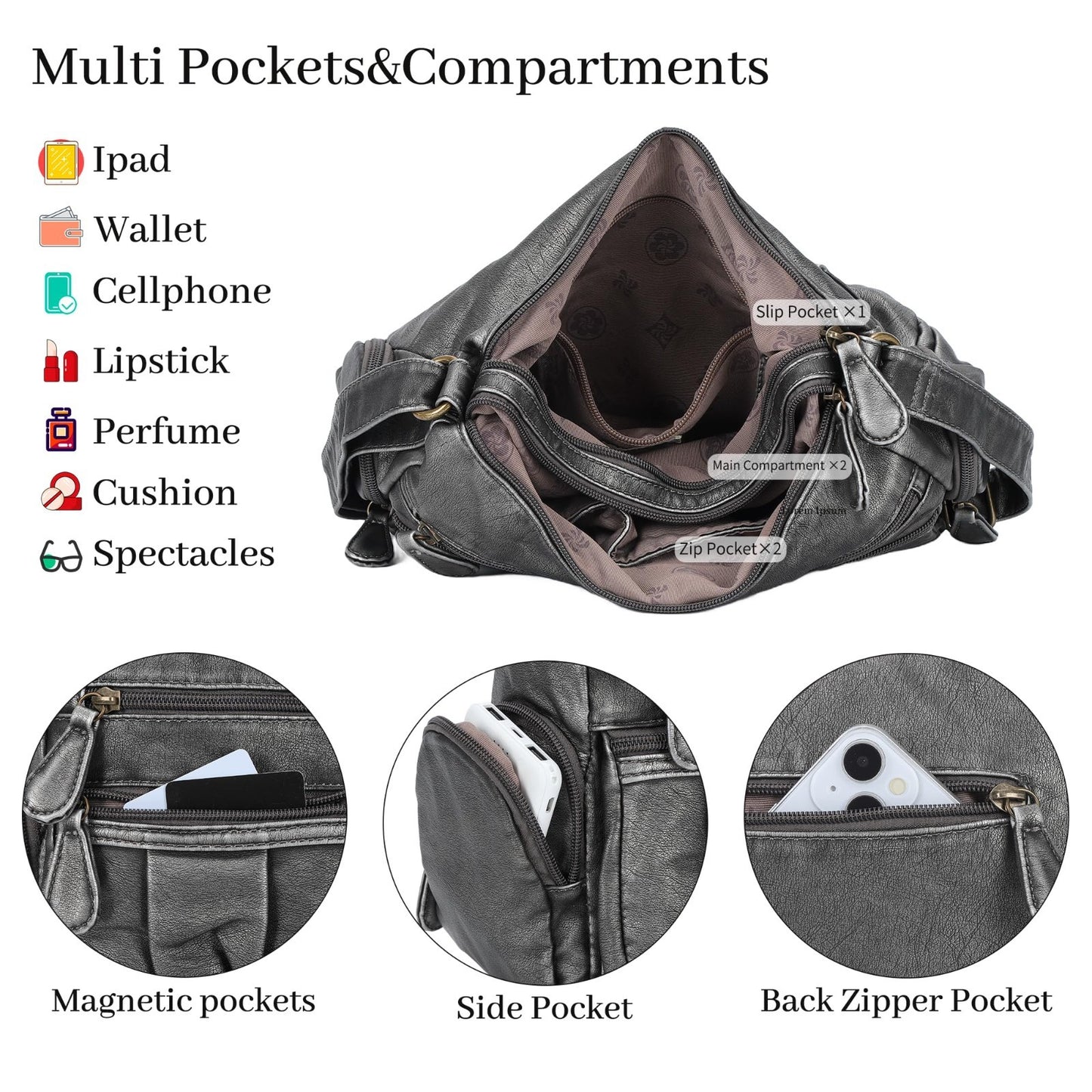 Stylish Crossbody Bags for Women   Medium Faux Leather Shoulder Handbags & Purse4
