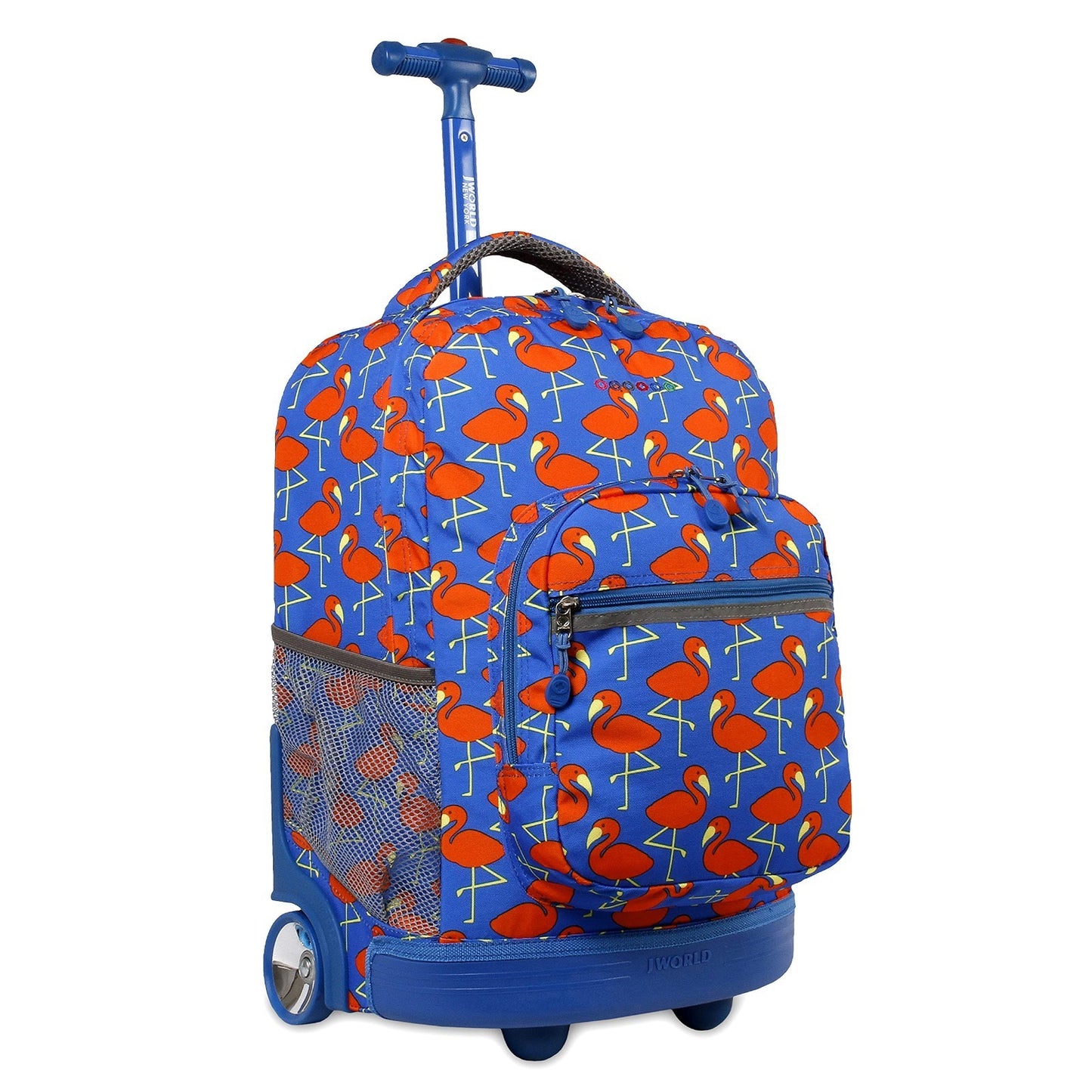 Kids Rolling Backpack with Wheels, 18" Bookbag for School, Flamingo Design, Unis1