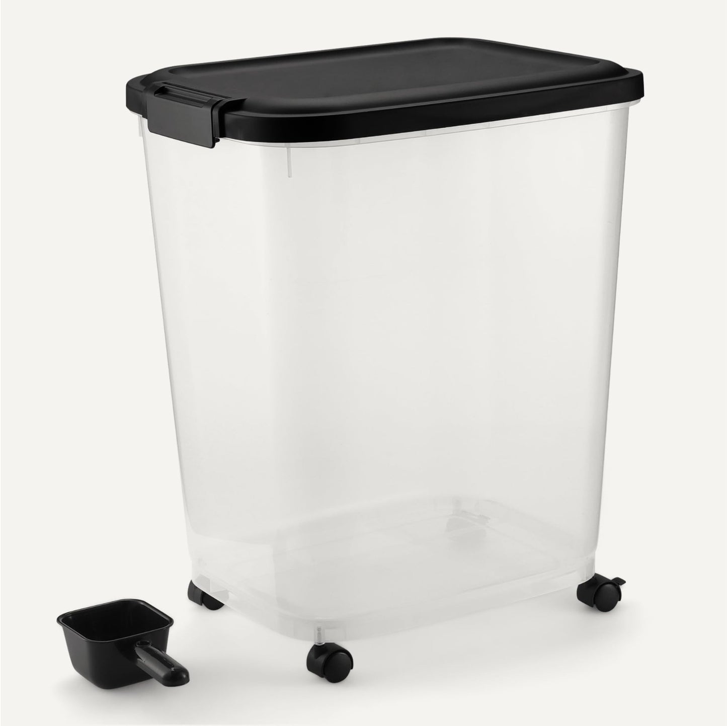 Pet Food Storage Container with Rolling Wheels, BPA-Free, 50lbs Capacity & Scoop3