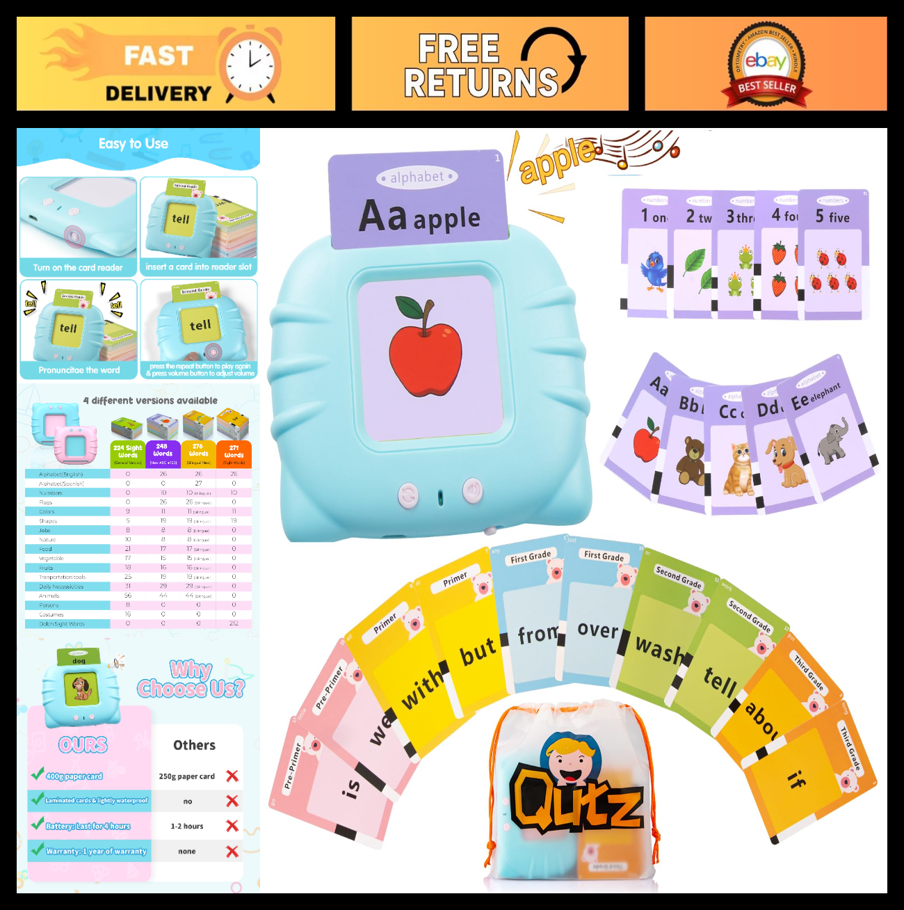 Interactive Talking Flash Cards for Toddlers 2-4, ABC Learning, Autism & Speech0