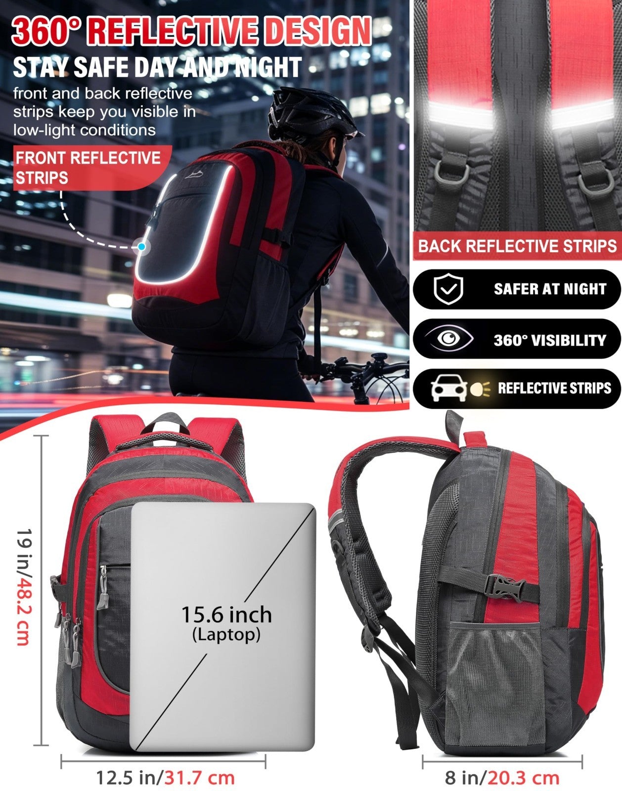 Sturdy Laptop Backpack for College, Travel & Hiking   Fits Up to 15.6"   Multi C2