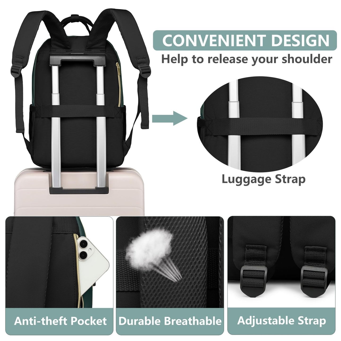 Stylish 15.6" Laptop Backpack for Women   Waterproof Travel Bag with USB Charger4