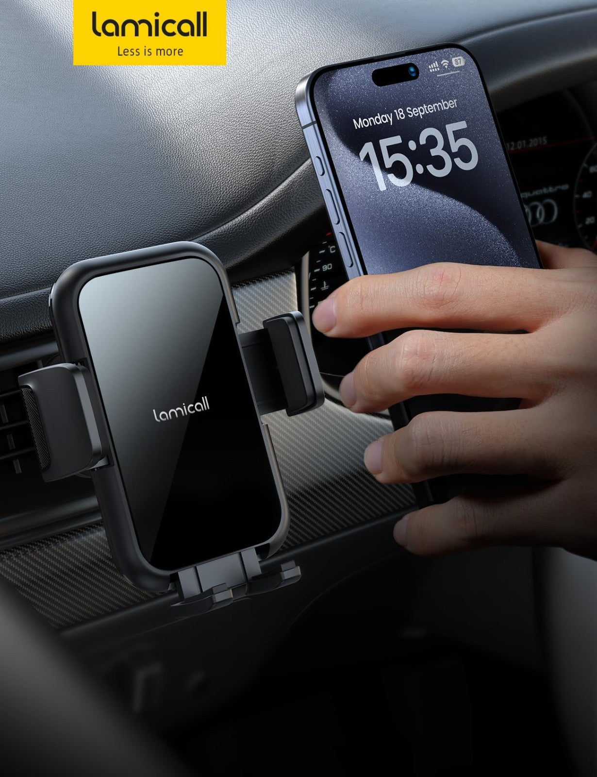 Wider Clamp Car Phone Holder for Air Vent   Metal Hook, Thick Case Friendly, Han5