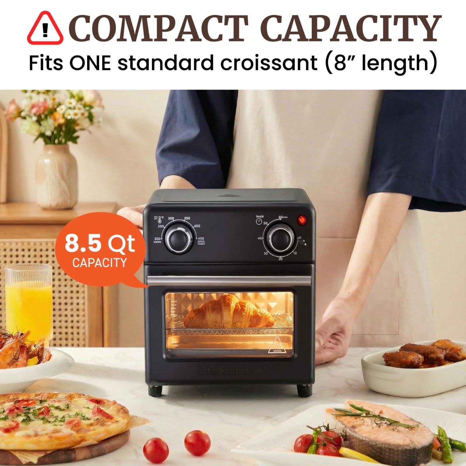 Compact 8.5Qt Air Fryer Oven - Mini Countertop Cooker with Adjustable Temp & Tim5