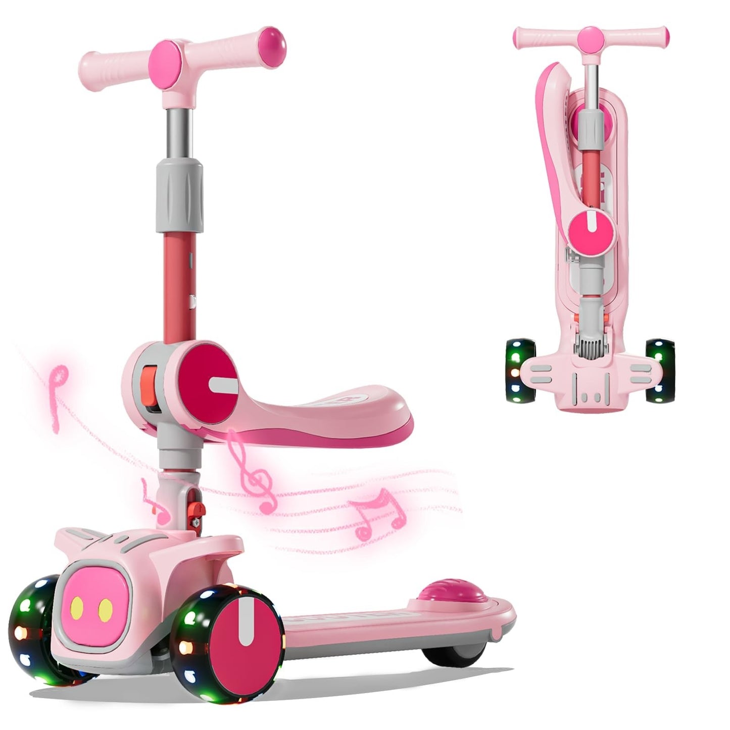 2-in-1 Kids Kick Scooter, Adjustable Height, 3-Wheel Design, Safe for Ages 3-81