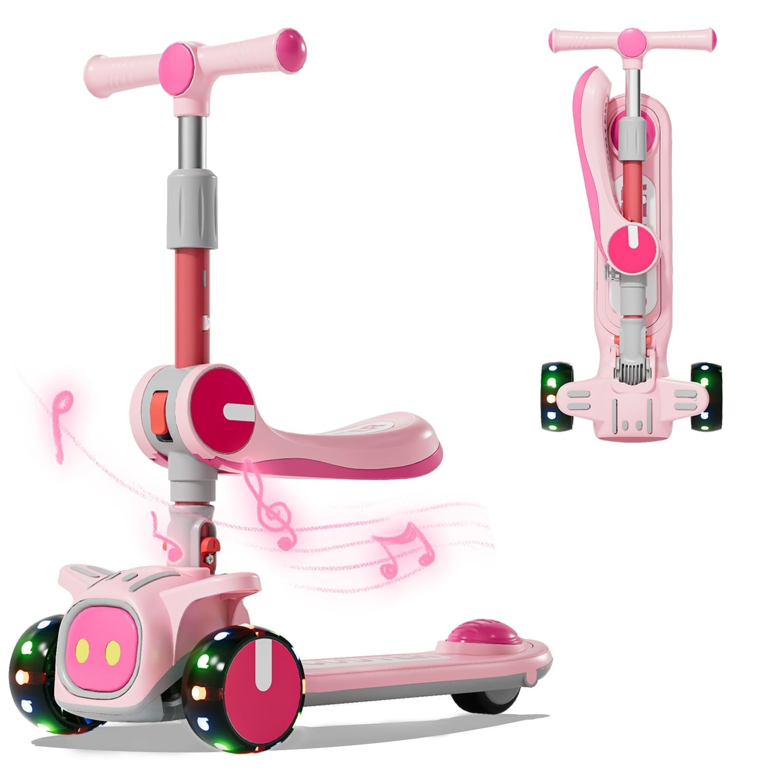 2-in-1 Kids Kick Scooter, Adjustable Height, 3-Wheel Design, Safe for Ages 3-81