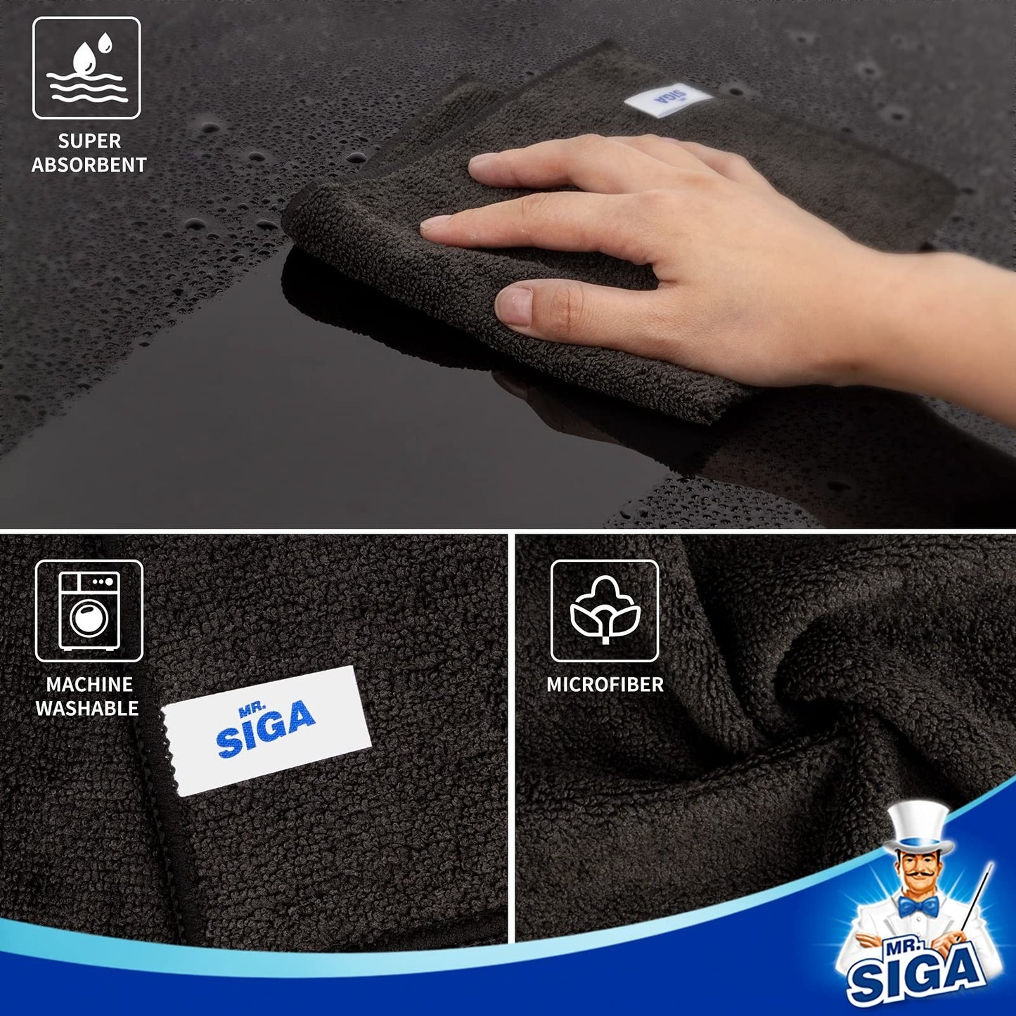 Streak-Free Microfiber Cleaning Cloths - 12 Pack, Ultra-Absorbent Towels5