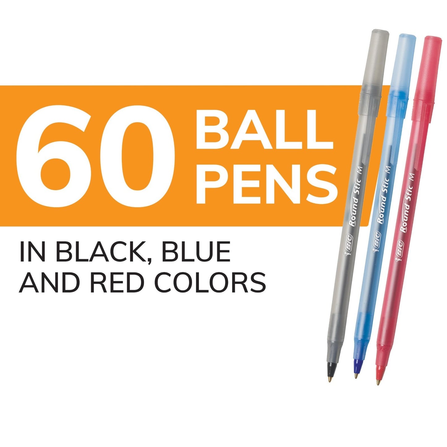60 Count Ballpoint Pens, Assorted Ink, 1.0mm, Comfortable Grip, Translucent Barr2