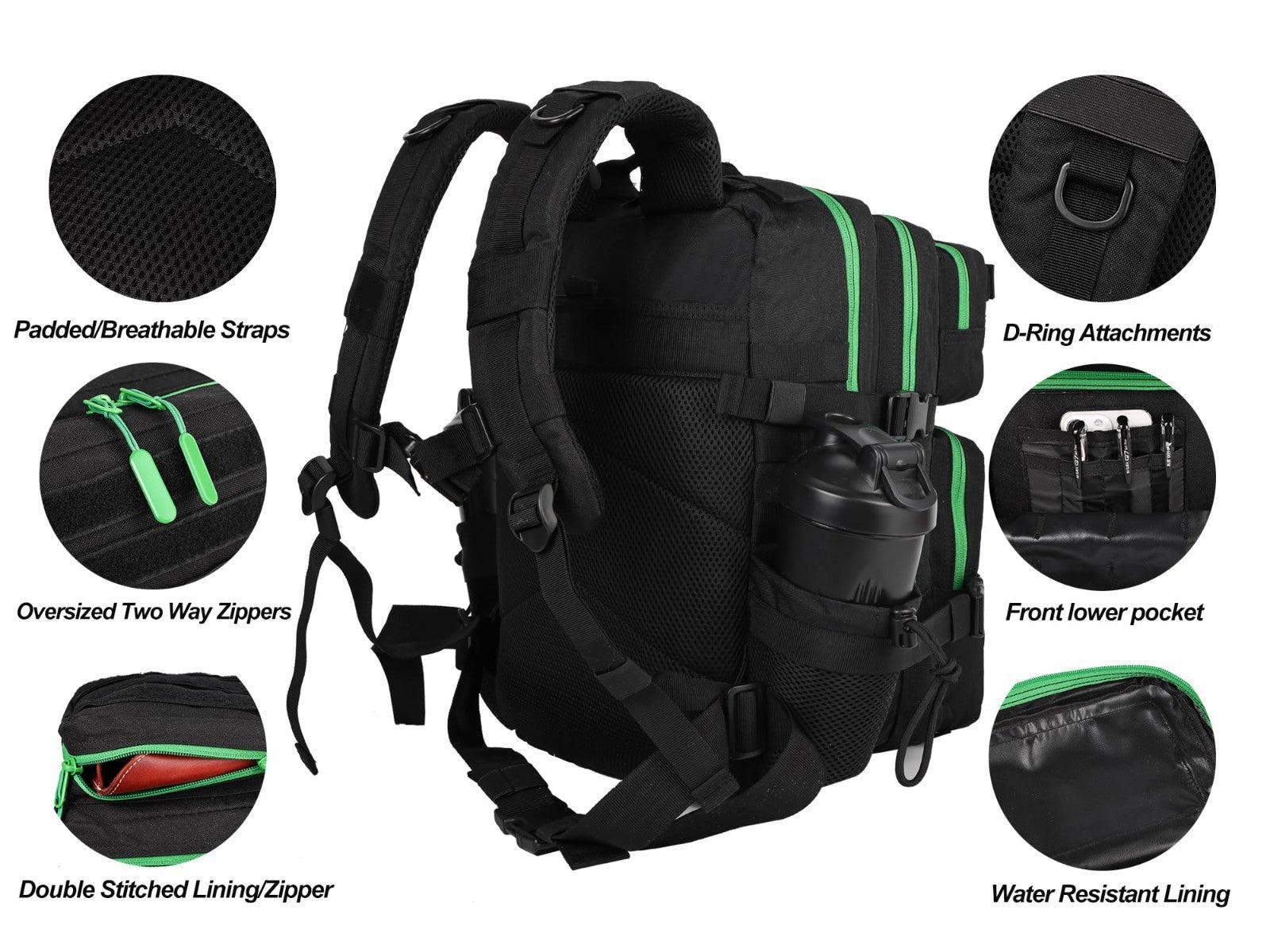 Tactical Military Backpack 25L/35L   Army Assault Pack, Small Rucksack with Bott3