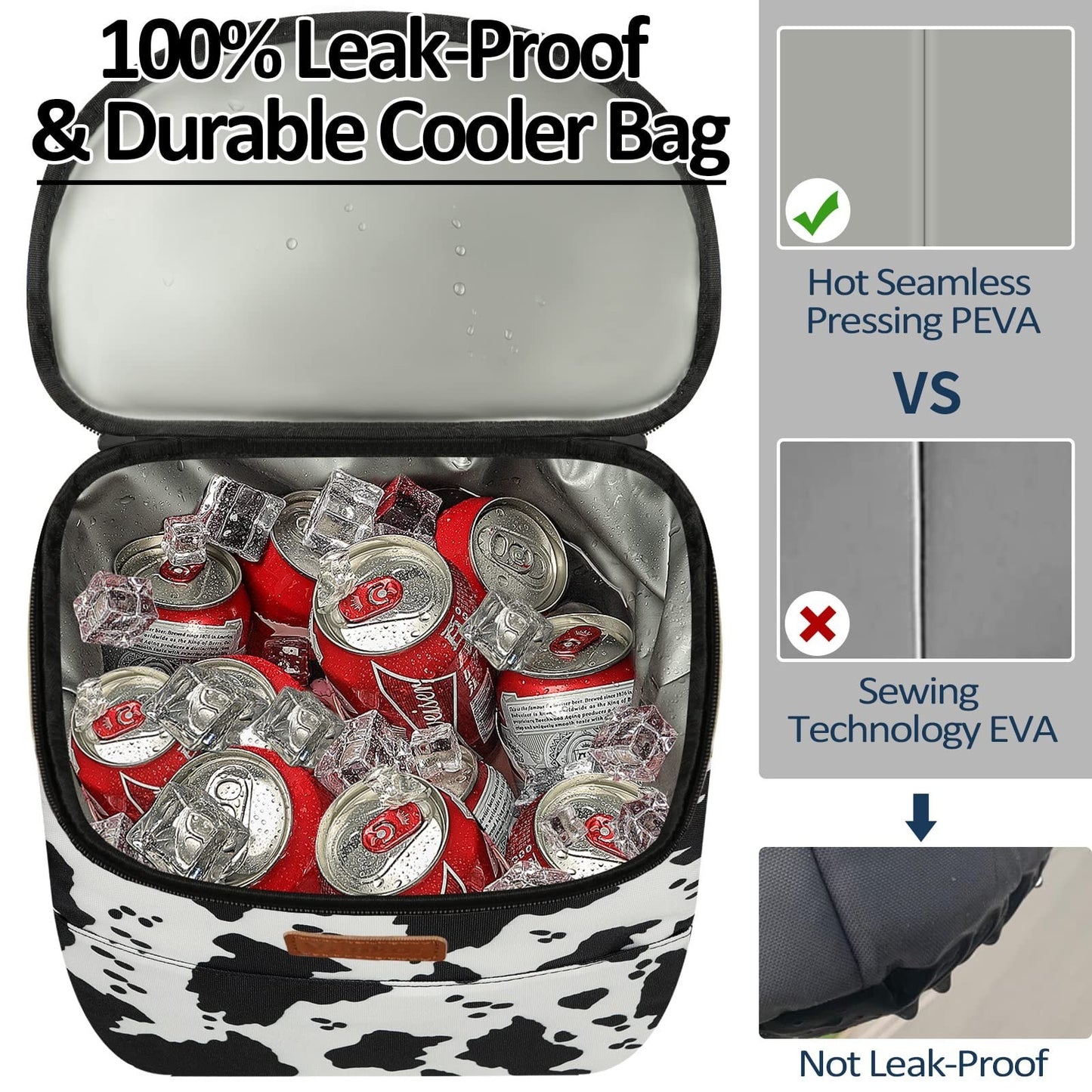 Insulated Camping Cooler Backpack - Holds 30-45 Cans, Waterproof & Leak Proof, I2
