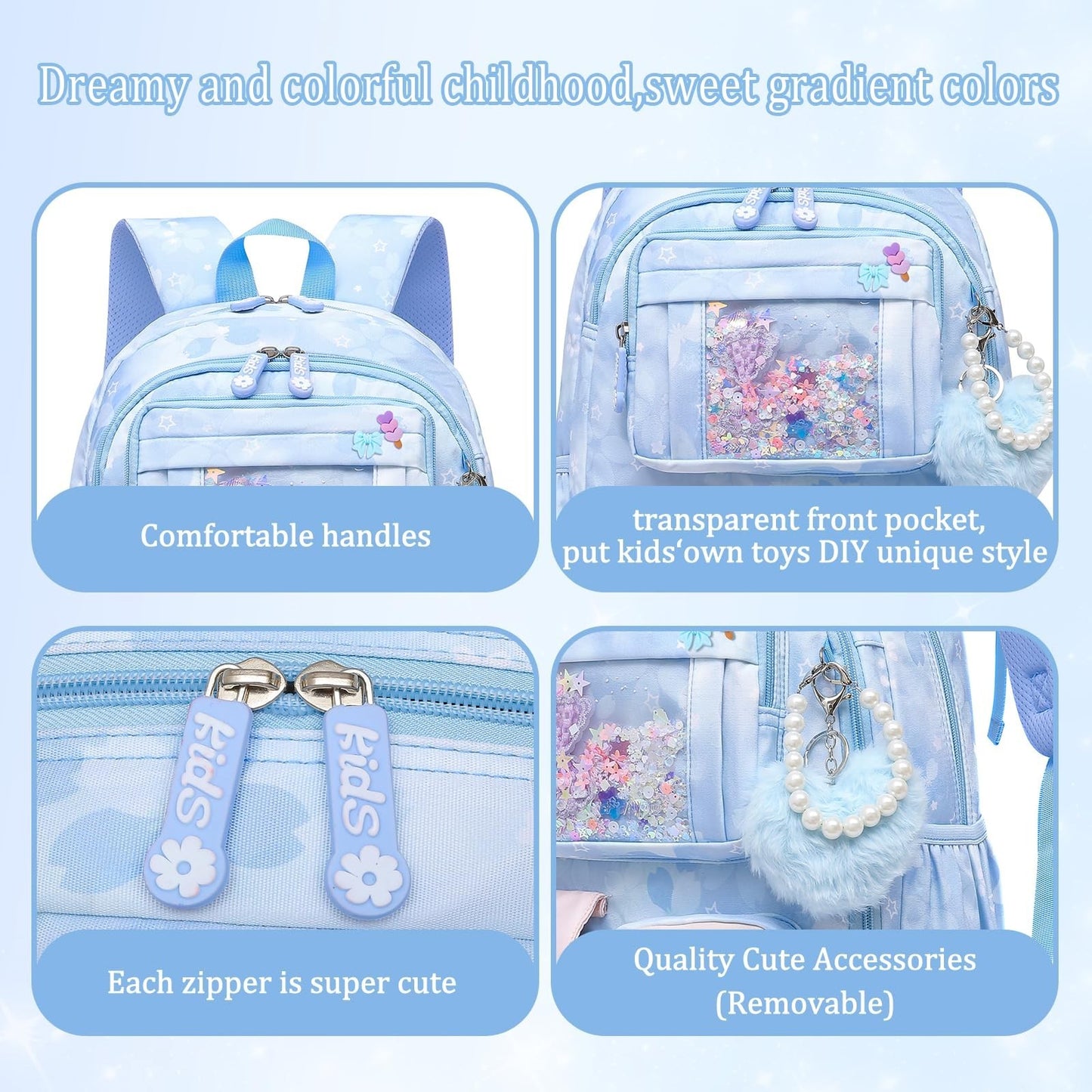 Stylish 17" Girls School Backpack   Kids Book Bag with Multiple Pockets, Splash 5