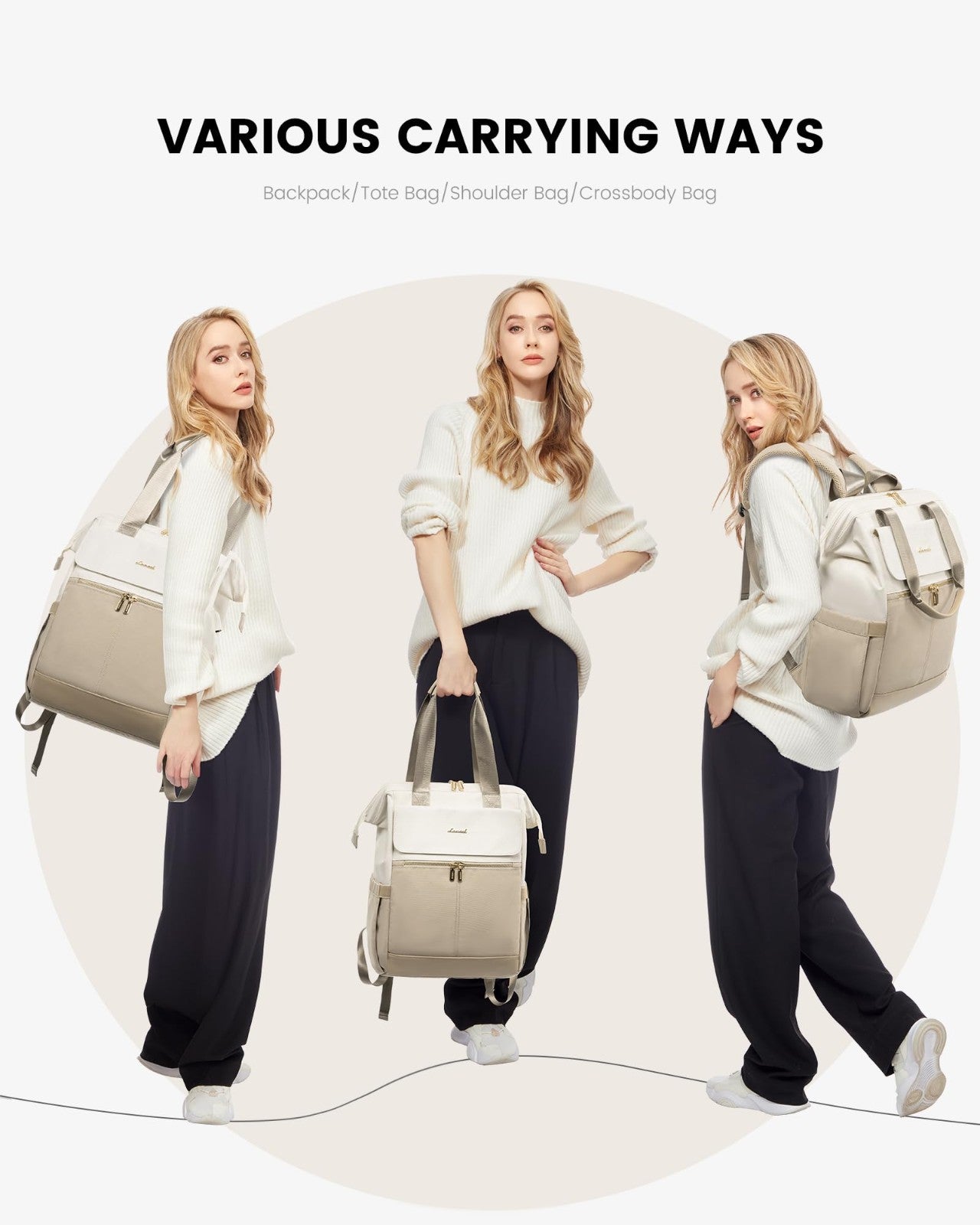 Large Capacity 17.3" Laptop Backpack for Women, Waterproof Travel Bag with USB P5