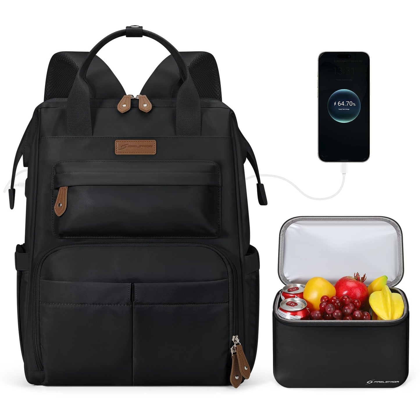 15.6 17.3" Laptop Backpack with Lunch Box, Stylish Work Bag for Men & Women2