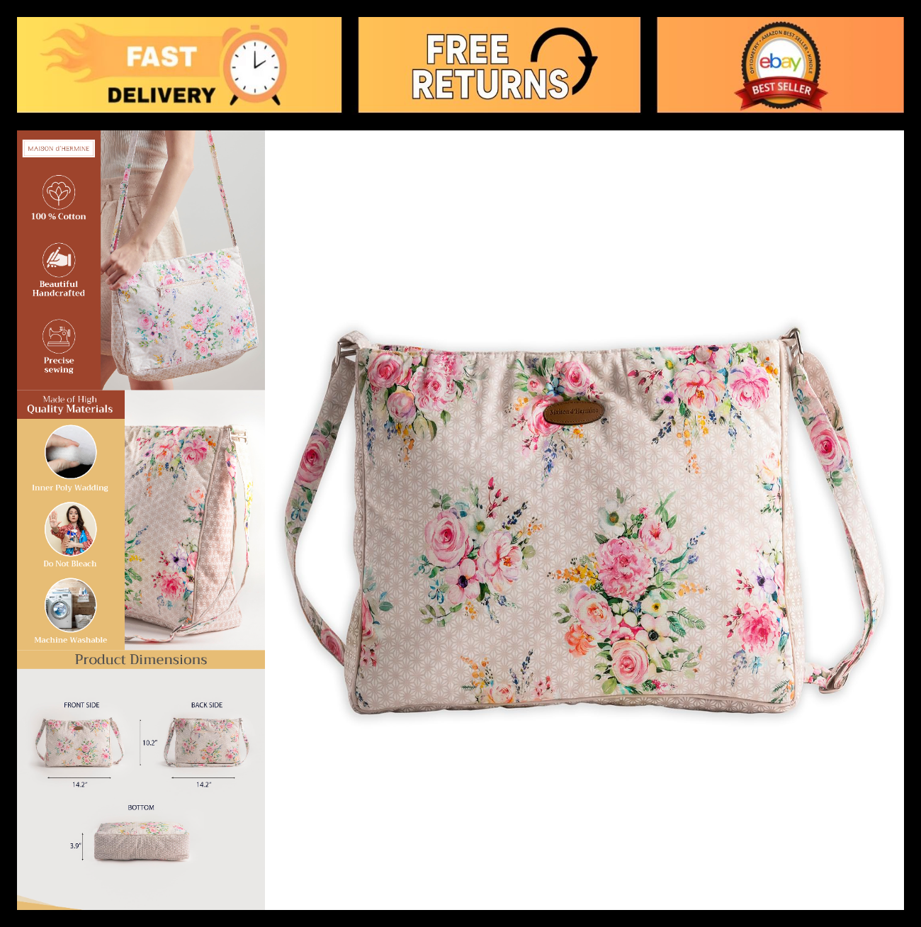Stylish Cotton Shoulder Bag for Women   Versatile Handbag, Everyday Use, Fashion0