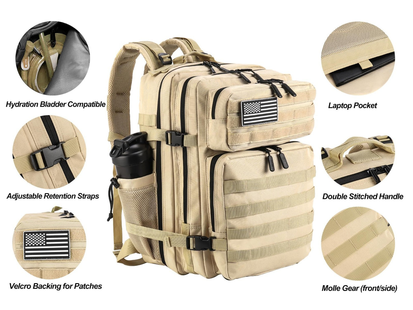 Tactical Military Backpack 45L Assault Pack Rucksack for Men & Women, Molle Syst4