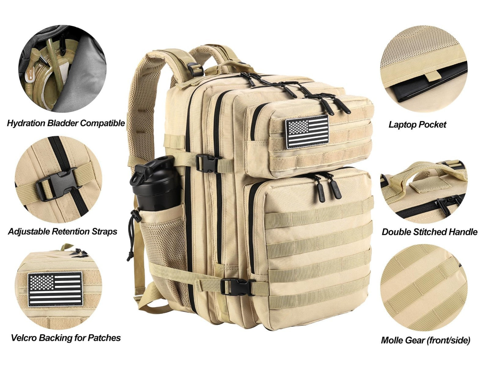 Tactical Military Backpack 45L Assault Pack Rucksack for Men & Women, Molle Syst4