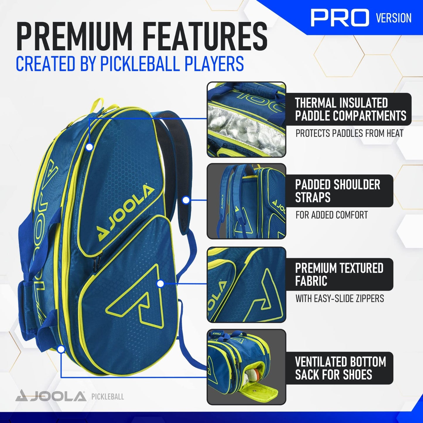 Pickleball Backpack Duffle Bag with Thermal Insulated Pockets & Fence Hook - Hol4