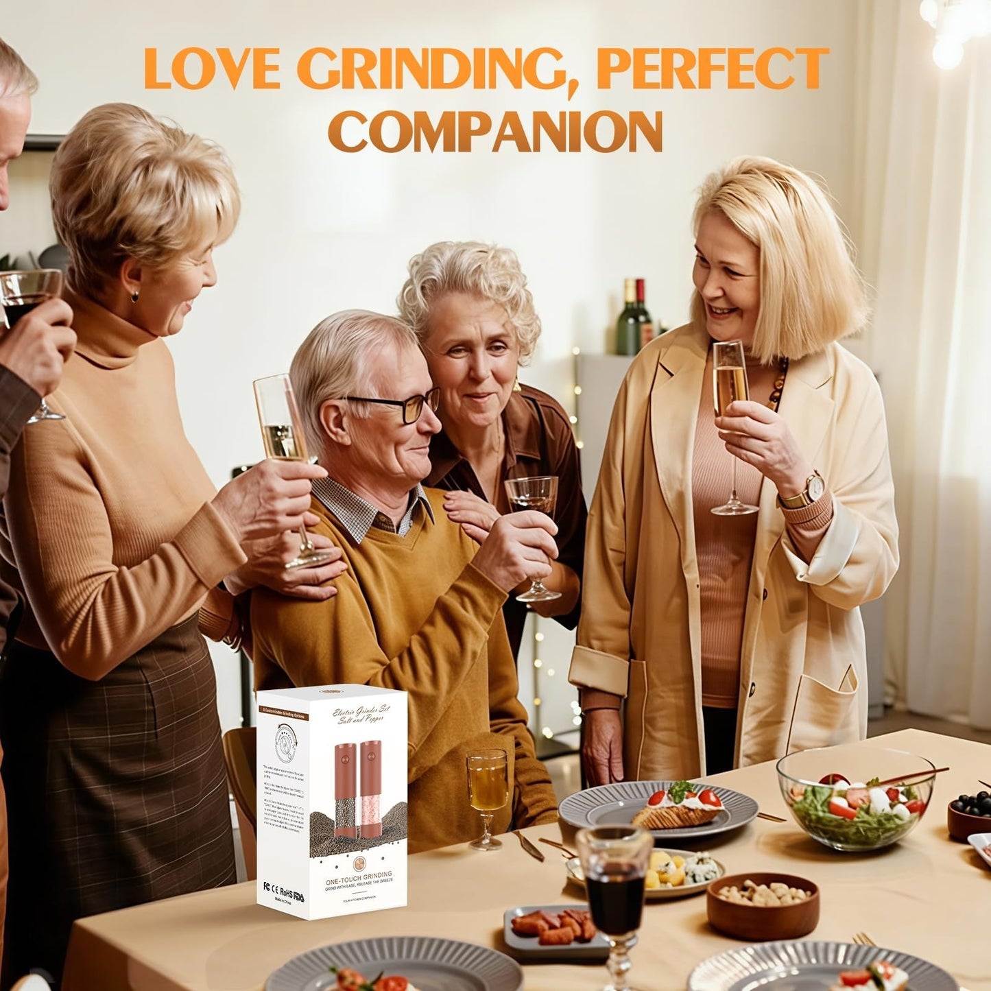 Automatic Electric Salt & Pepper Grinder Set   Adjustable Coarseness, LED, Large5