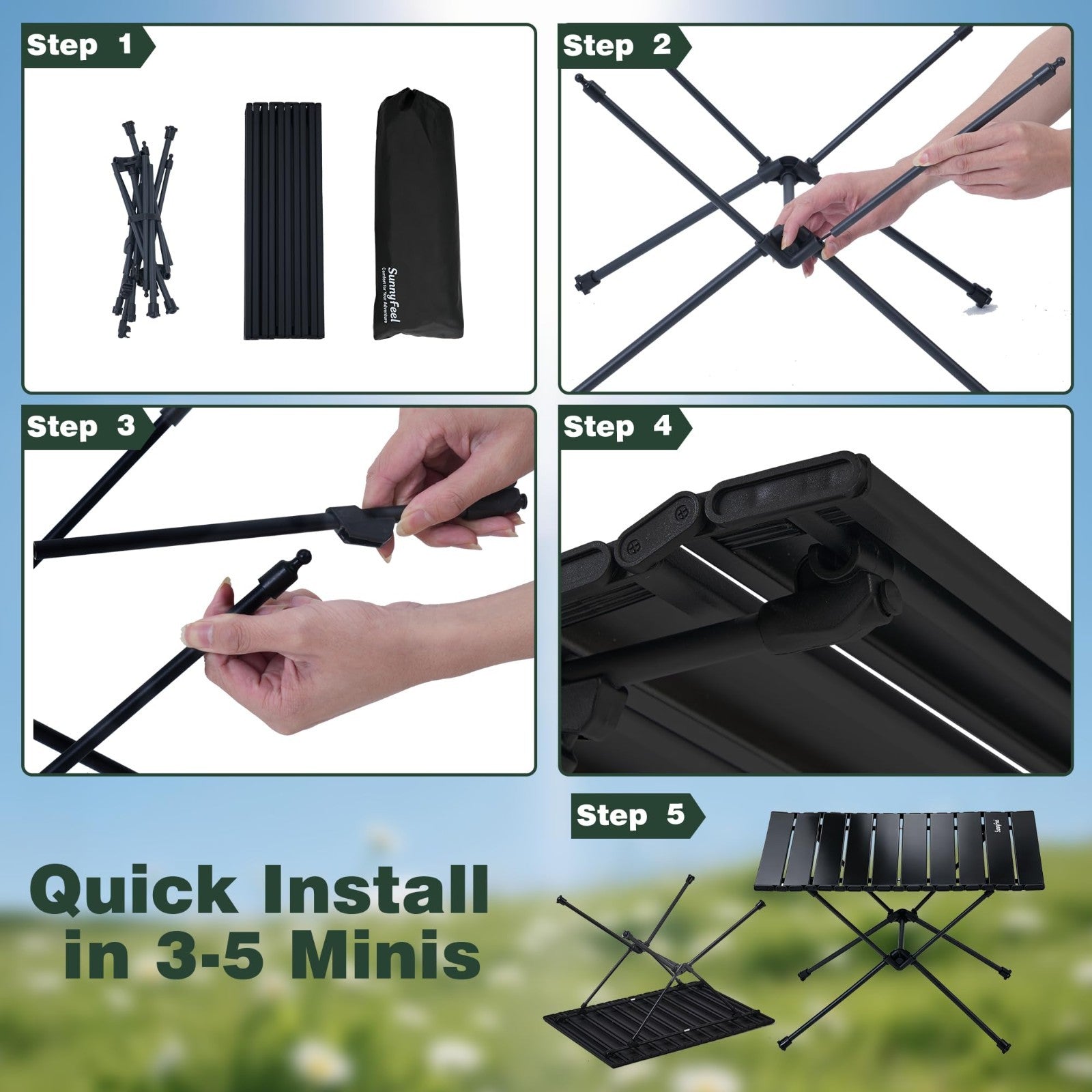 Portable Folding Camping Table - Lightweight Aluminum Beach Table with Carry Bag4