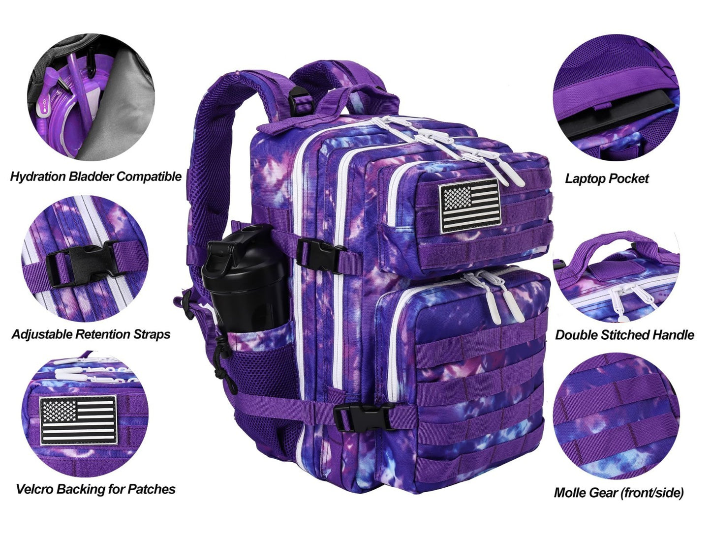 Tactical Military Backpack 25L/35L Army Assault Pack Rucksack with Water Bottle4