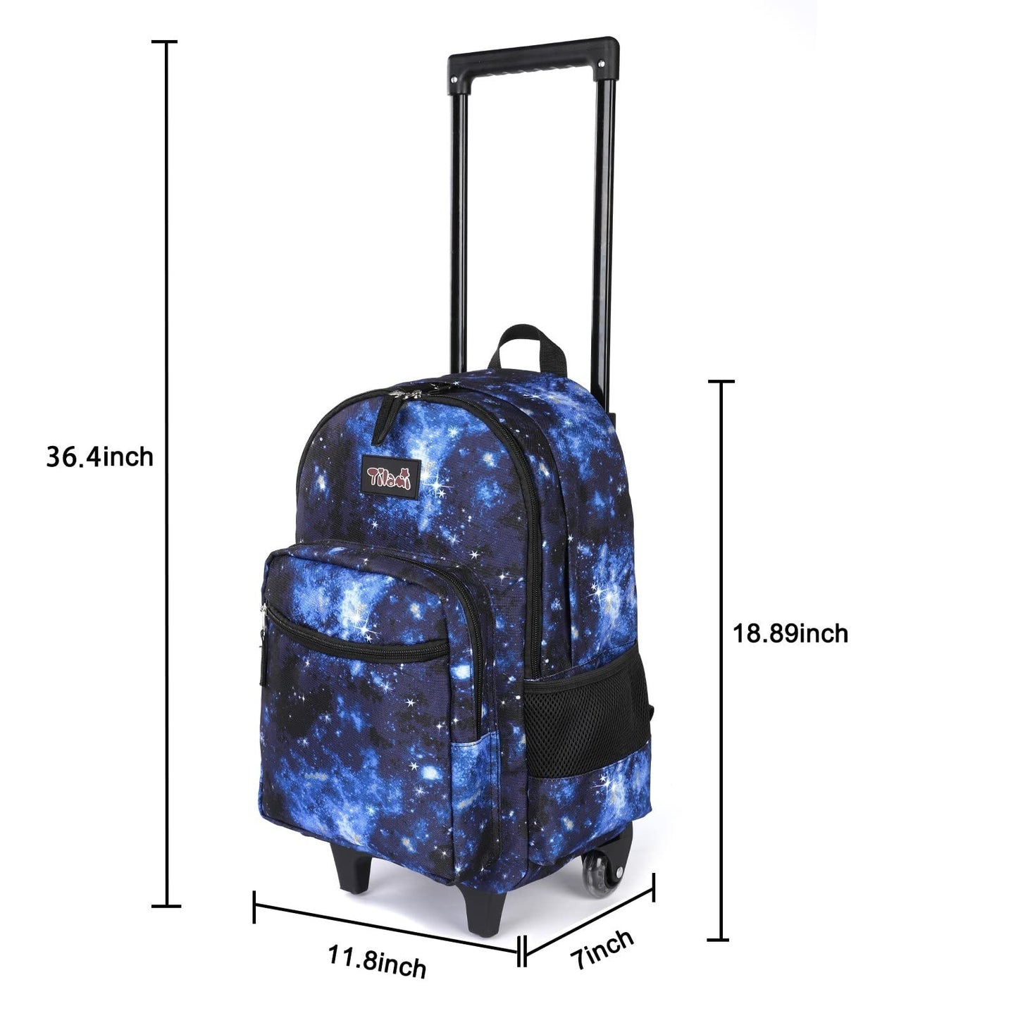 Wheeled Kids Backpack 18" with Lunch Bag, Double Handle, Galaxy Blue, Boys & Gir2