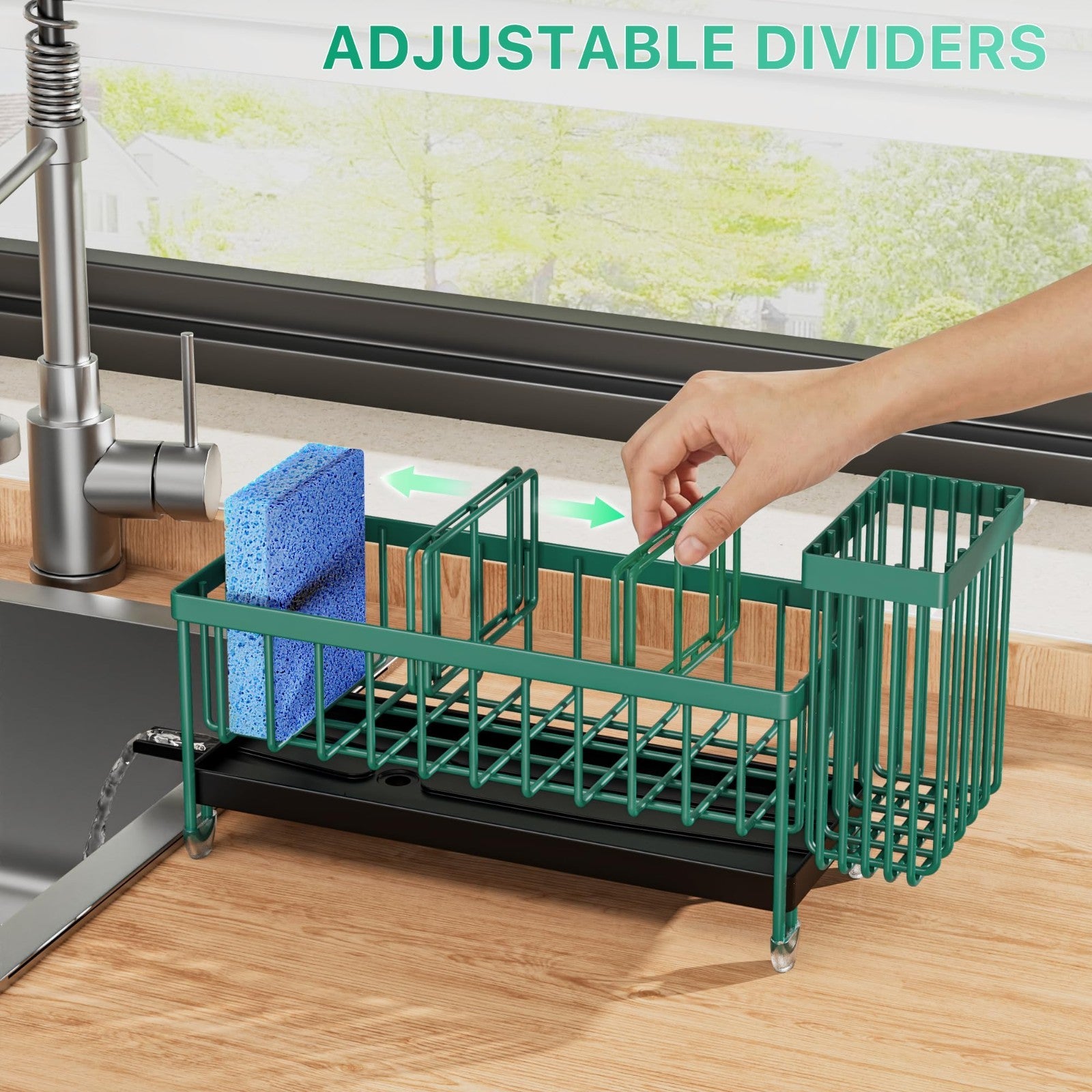 Kitchen Sink Sponge Holder Caddy Organizer, Rustproof 304 Stainless Steel, Dark4