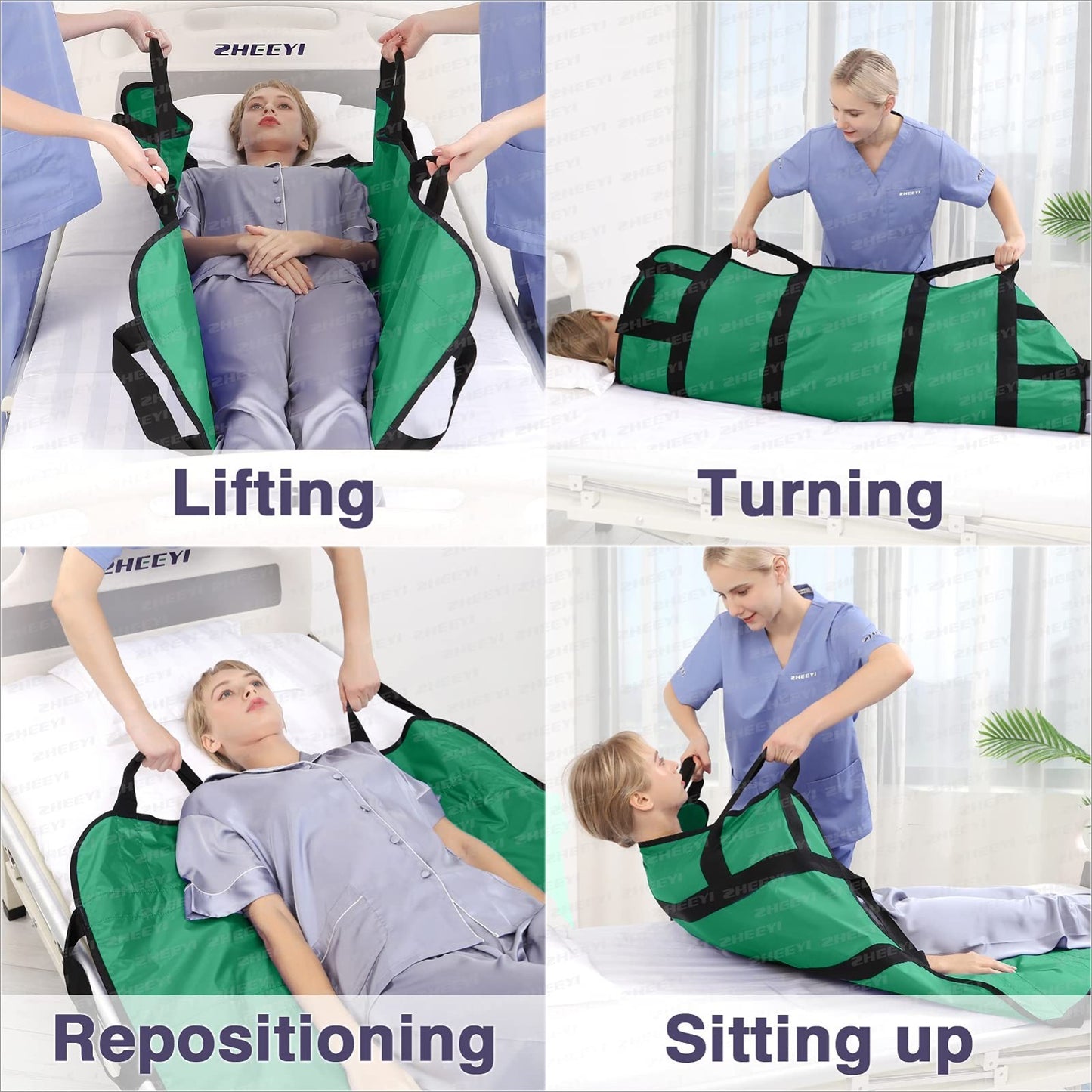 Multipurpose 48"x40" Bed Pad with Handles   Washable Patient Sheet for Lifting &2