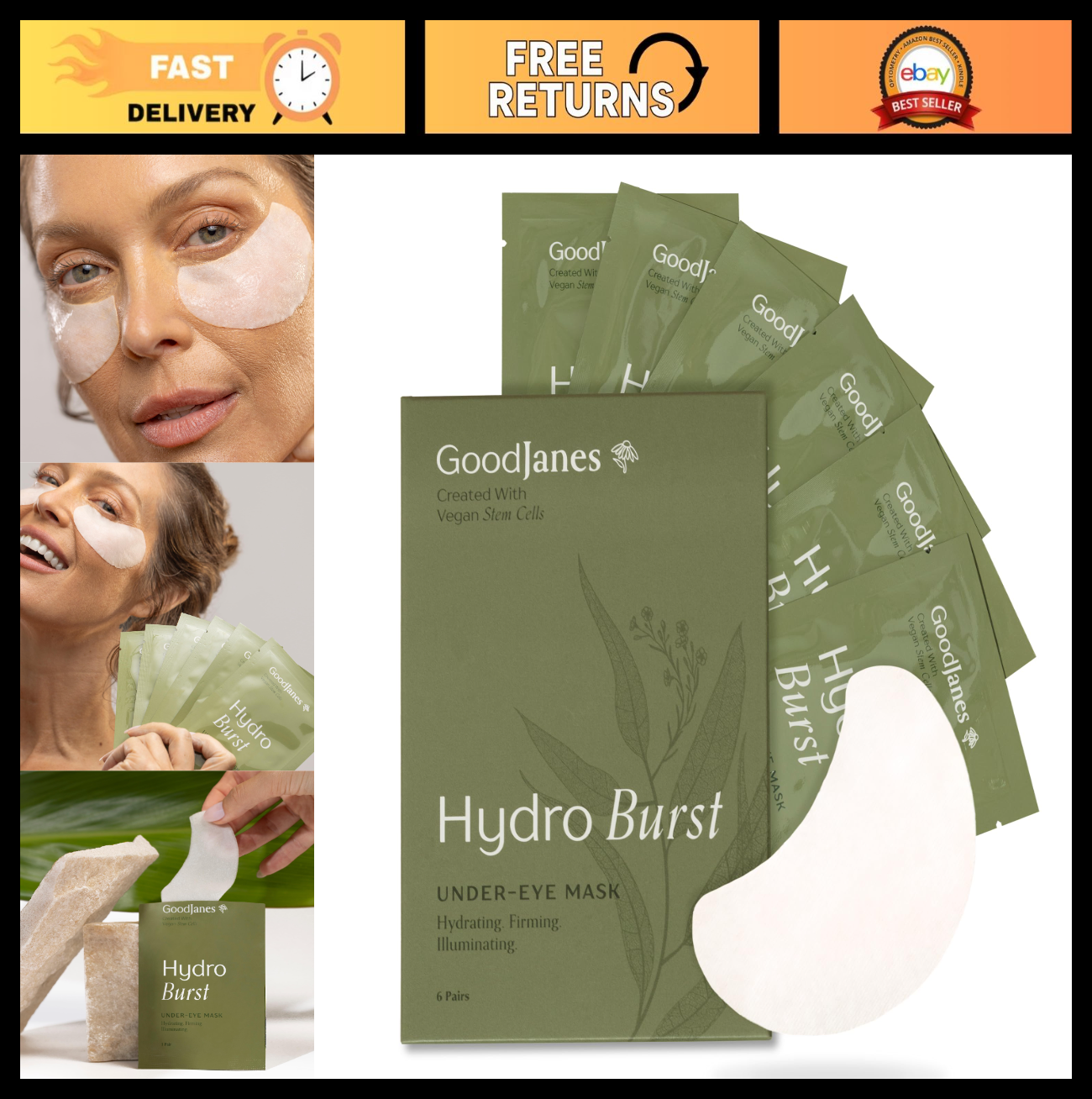 Hydrating Under Eye Patches for Puffy Eyes & Dark Circles - 6 Pairs, Anti-Aging0