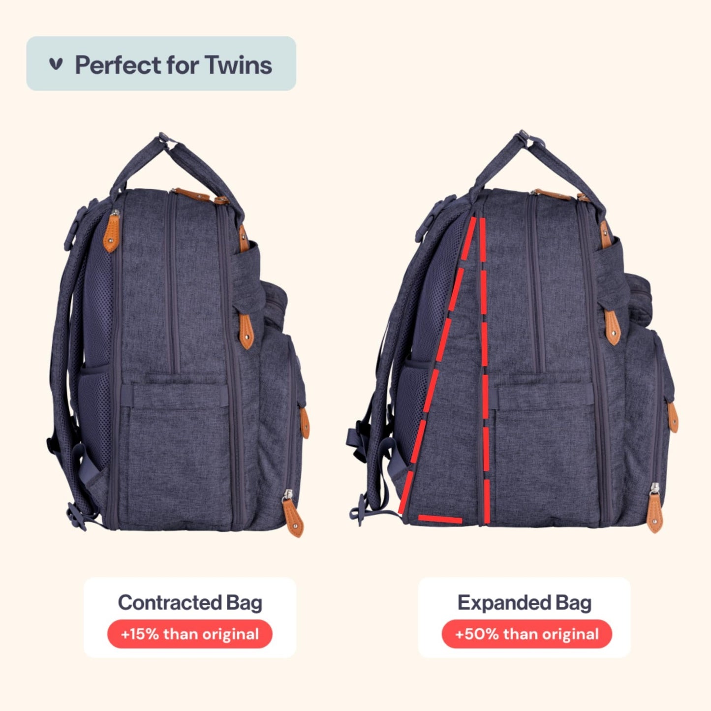 Extra Large Diaper Bag Backpack   Expandable Baby Tote with Changing Pad, Stroll3
